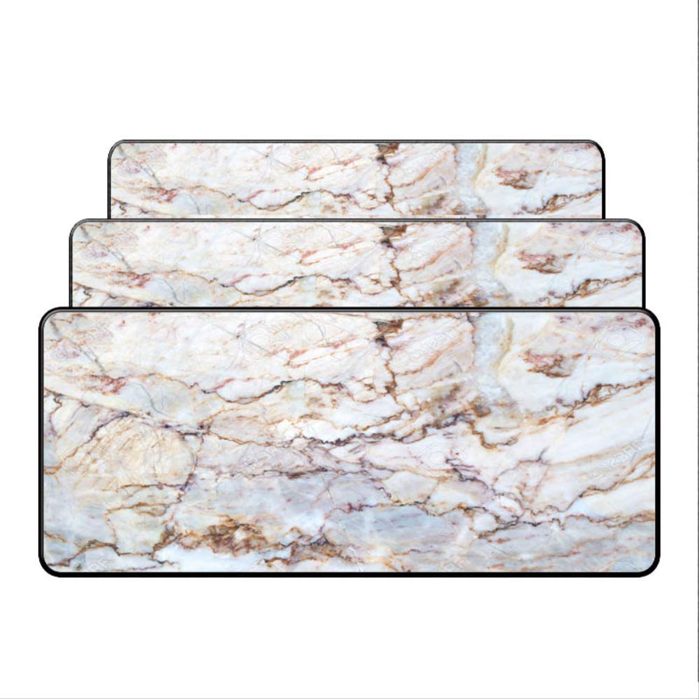 Dhsbd @ Mouse Pad White Marble Large Mats Rubber Mat Overlock Edge Waterproof Gaming Mouse Pad Mat Xl Big Desk Office Work/Game Birthday Gift 400X900X4Mm