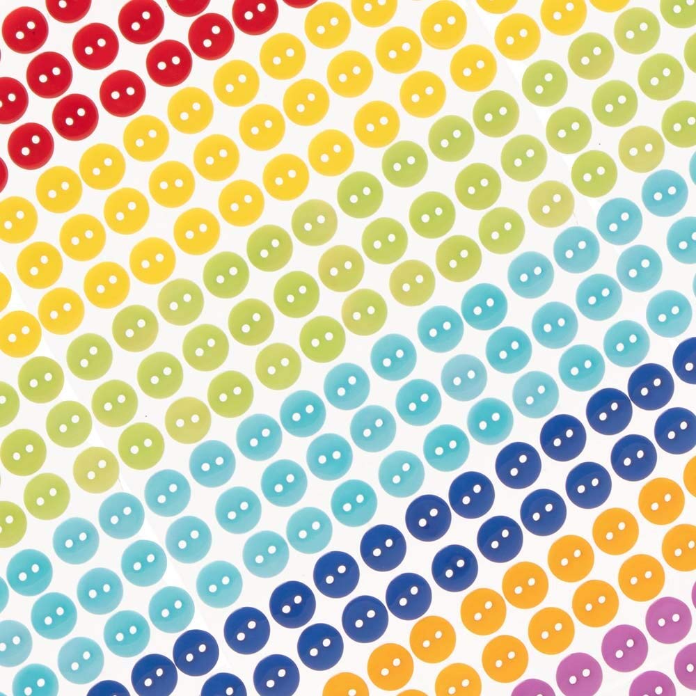 Baker Ross AX930 Rainbow Self-Adhesive Buttons - Pack of 180, Craft Buttons, Small Buttons for Kids, Craft Supplies for Childrens Arts and Crafts Projects