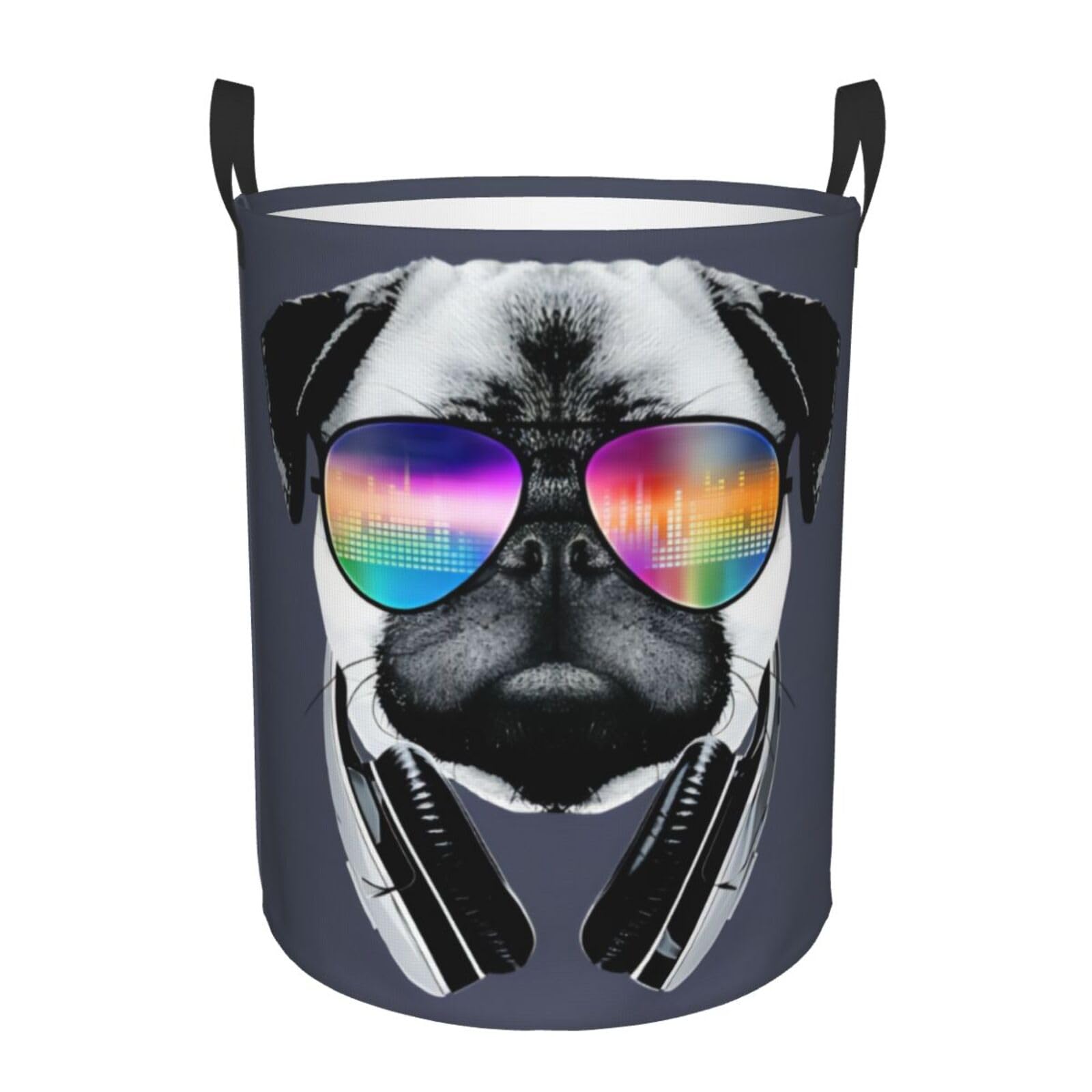 S Circular Hamper – Collapsible Eye dog Print Laundry Basket