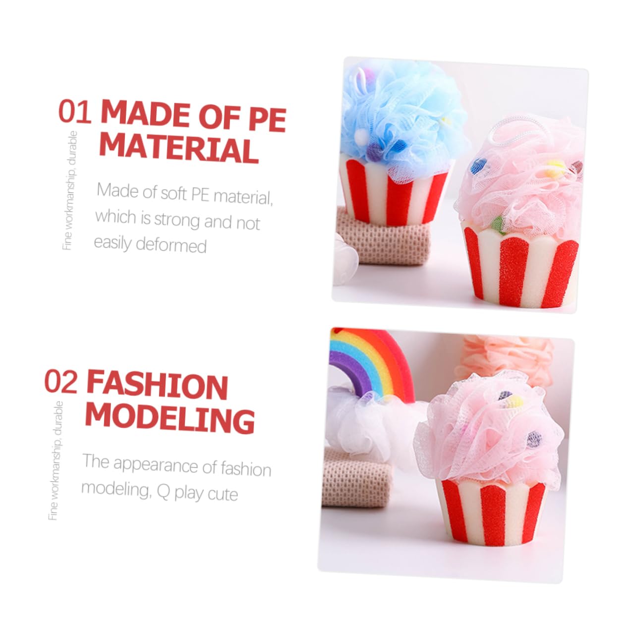 Healeved 6piezas Bolas De Esponjas De Baño Forma De Helado De Exfoliantes y Suaves Para Hombres Limpieza Profunda y Rica Para Fiestas y Celebraciones