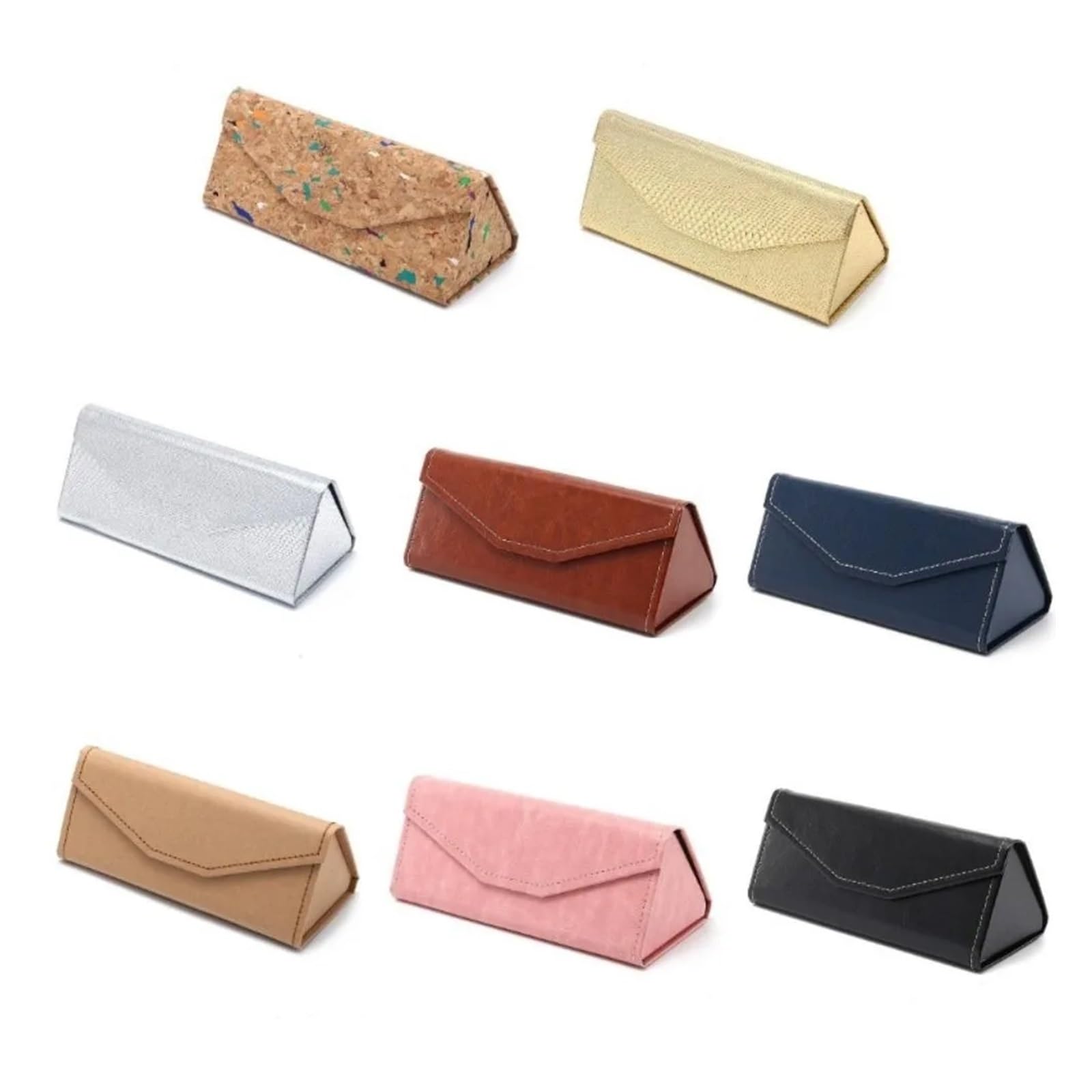 Triángulo Plegable Funda de Gafas Estuche protector triangular de cuero sintético for gafas sol, color sólido, impermeable, plegable, for hombre