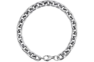 9mm Antiqued Silver Chain Bracelet for Men and Women