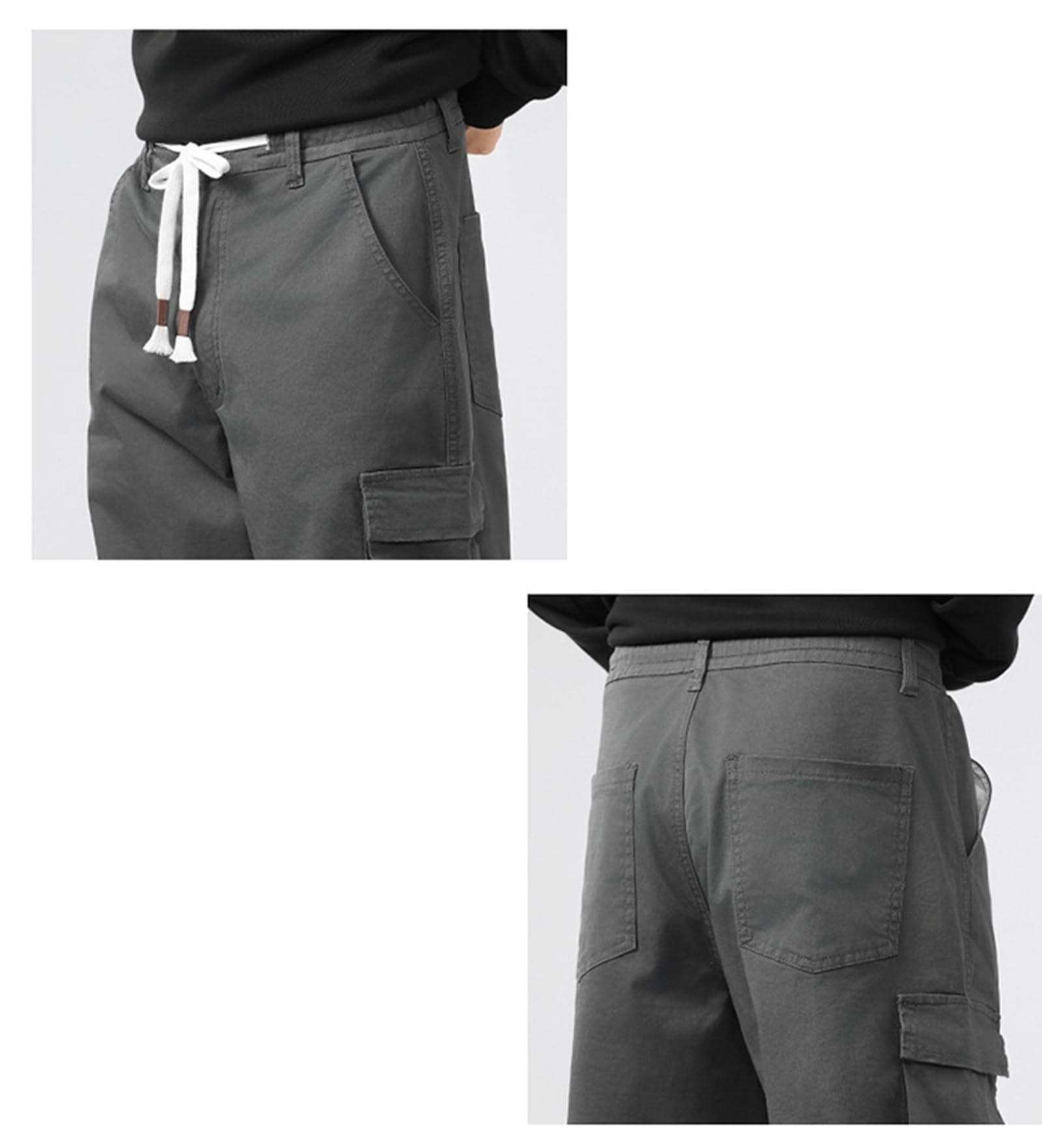 Pantaloni cargo per uomini in cotone a gamba dritta, vestibilità rilassata, pantaloni da lavoro casual con tasche a lembi