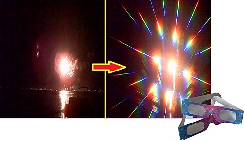 Miniatura 4 de Rob's Super Happy Fun Store Gafas de difracción de fuegos artificiales – 50 gafas de difracción con efecto de explosión estelar Plus1 Gafas de