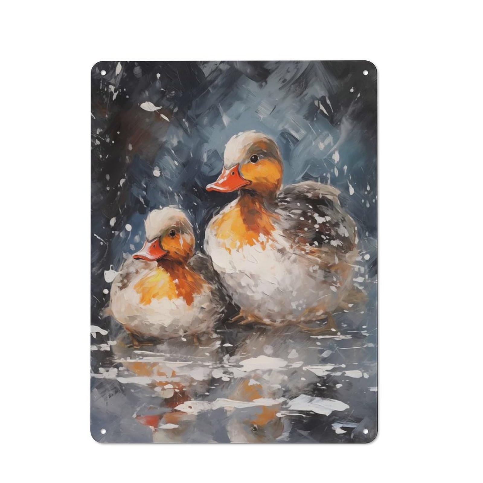 Junmoney Merry Xmas Duck Family Metal Sign 40X30cm With For Hallway Wall, Rustic Decor, For Furnishing A New Hallway With Rustic Decor