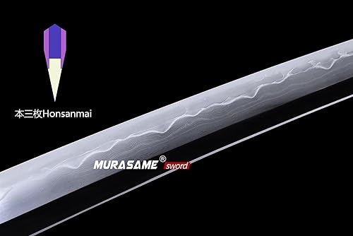 Miniatura 4 de MURASAME Top hecho a mano real Katana Espada Arcilla Templado Honsanmai Acero Hadori-Polaco Maquinilla de afeitar afilada
