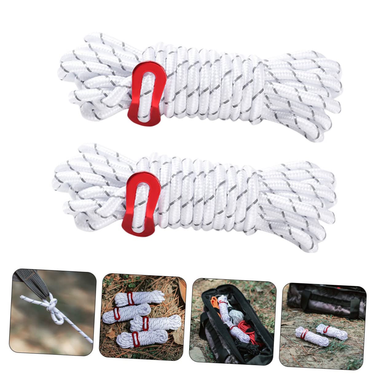 HEMOTON 4sets 2pcs Wind Canopy Ropes Reflective Camping Tie Ropes for Outdoor Activities Durable Wear Resistant Tent Fixing Tools for Climbing Hiking and More 2pcs*4