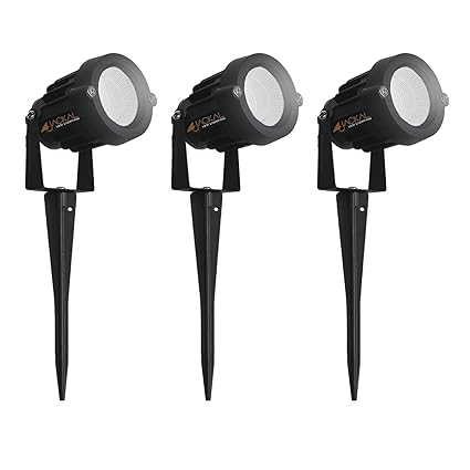 Jackal 5 Watt White Colour 3000K LED Outdoor Garden Spike Light Aluminium Body| IP65 Waterproof Pathway Lights for Patio, Yard | Rustproof COB Spot Light for Garden, 6 Months Warranty (Pack of 3)