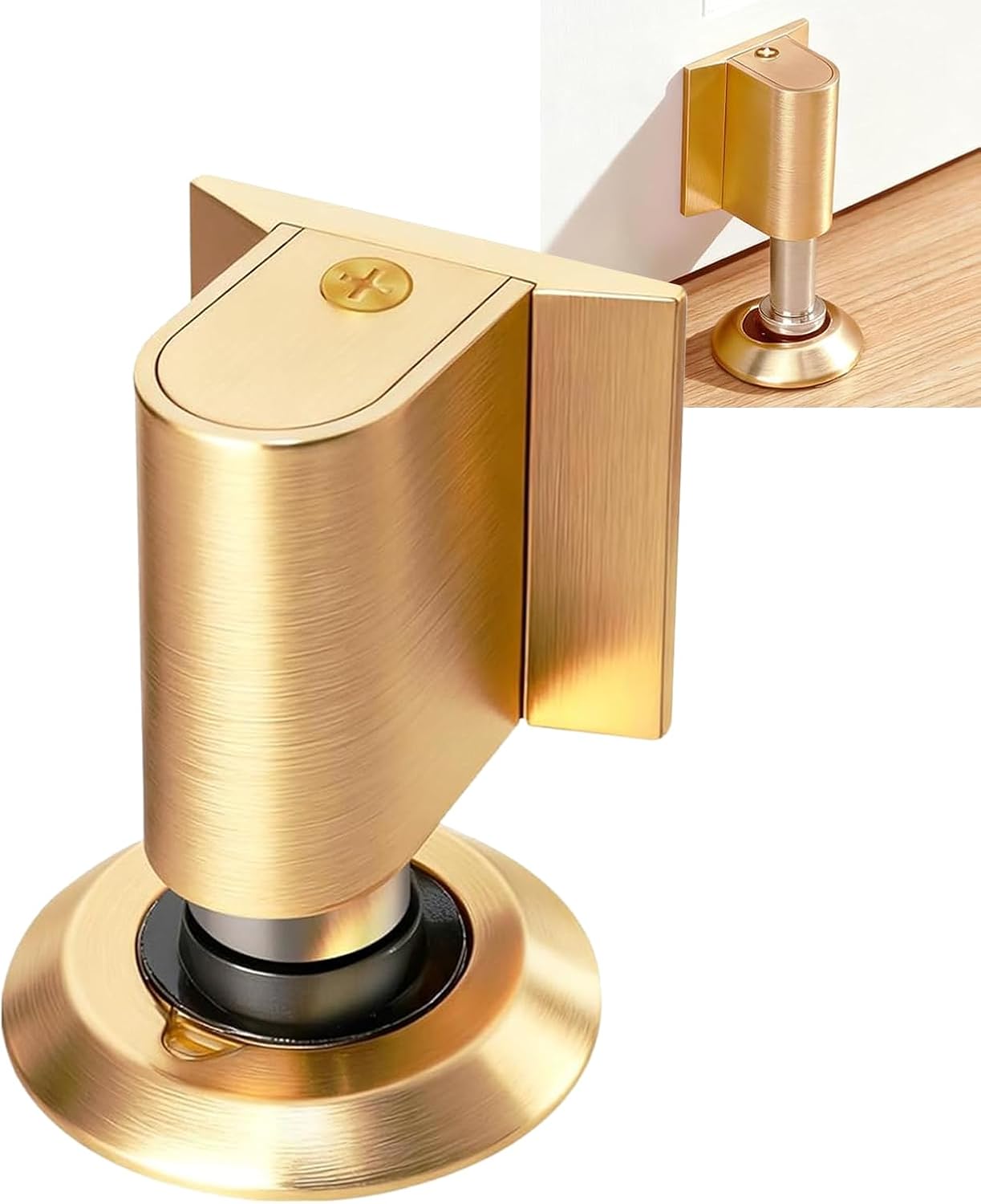 Door Wedge Stopper,2026 New Magnetic Door Stopper, Black No Drill Invisible Door Holder for Bottom of Door, Heavy Duty Retractable Floor Door Catch to Keep Doors Open(1Pack Brushed Gold)