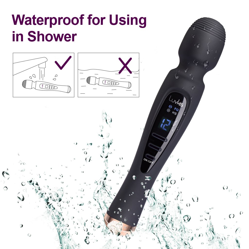 Masajeador portátil inalámbrico con 12 modos de masaje con pantalla LCD, USB magnético recargable IPX7 impermeable, silencioso para cervicales cuello y espalda, etc. Negro