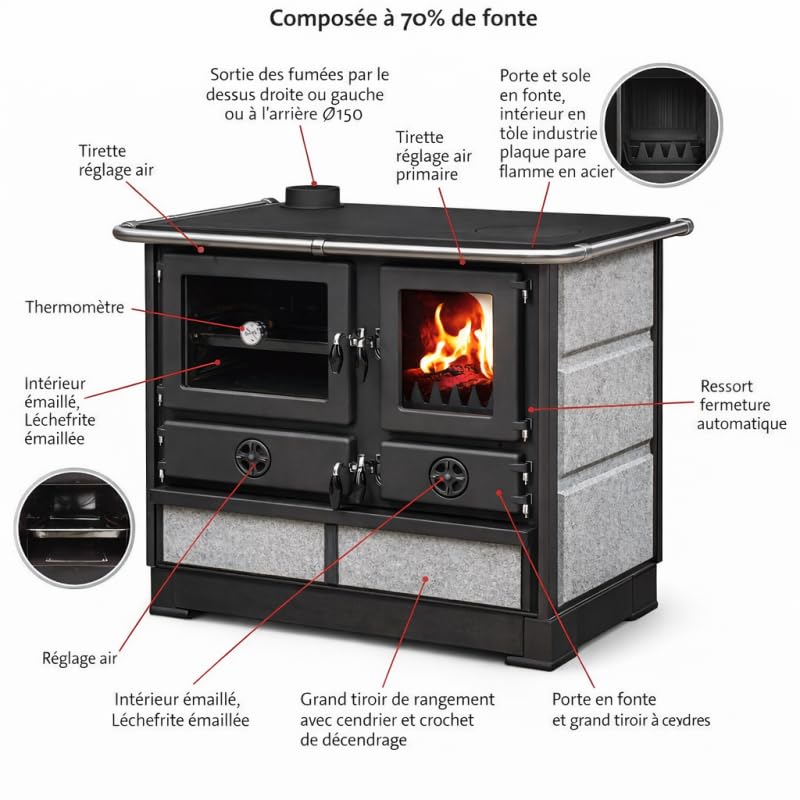 MAGNUM MBS Cast Iron Wood Stove | Right Side Outlet - Beige
