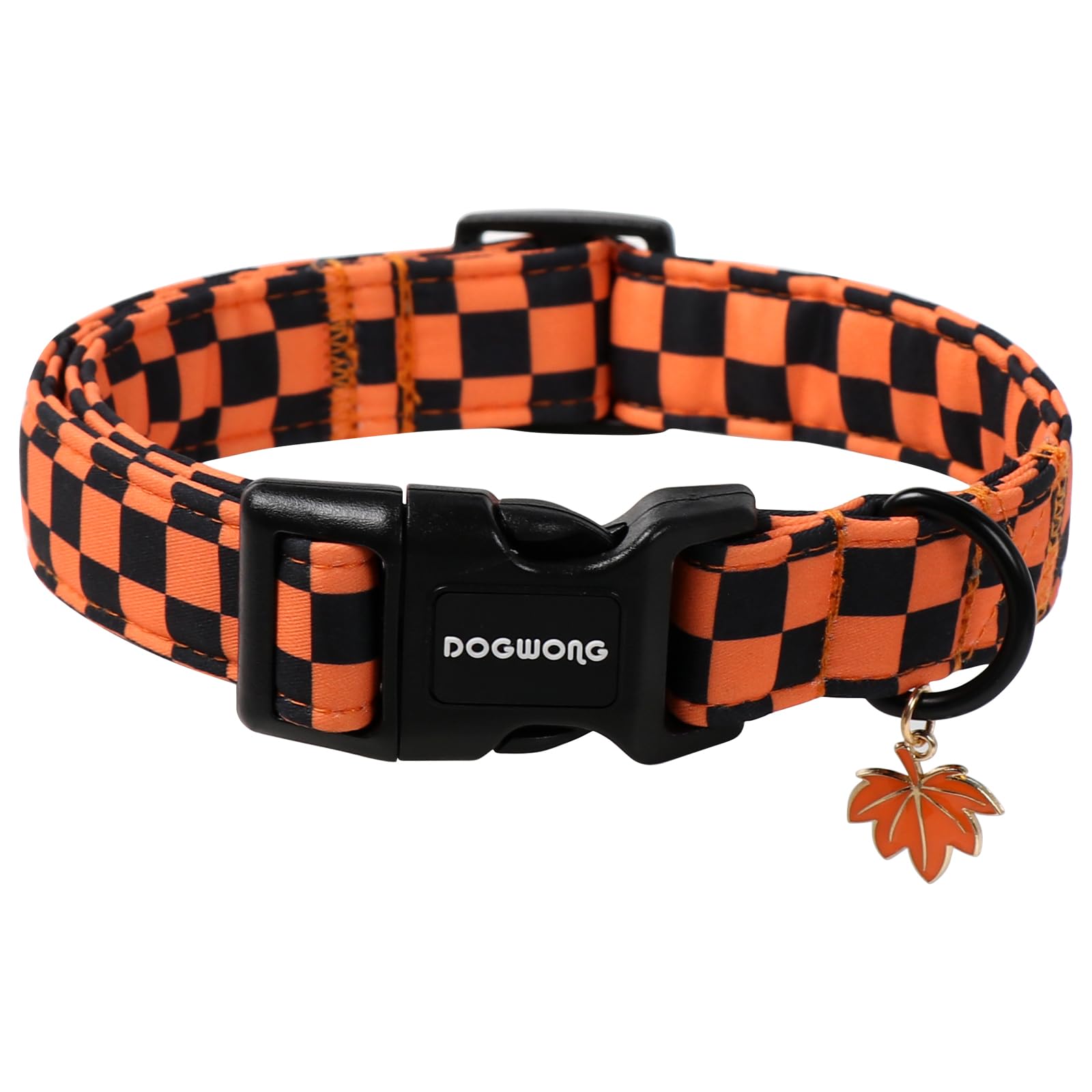 DOGWONG Fall Dog Collar, Orange Plaid Dog Collars, Adjustable Cute Pet Collars Design Dog Collar for Small Medium Large Dogs — image 1