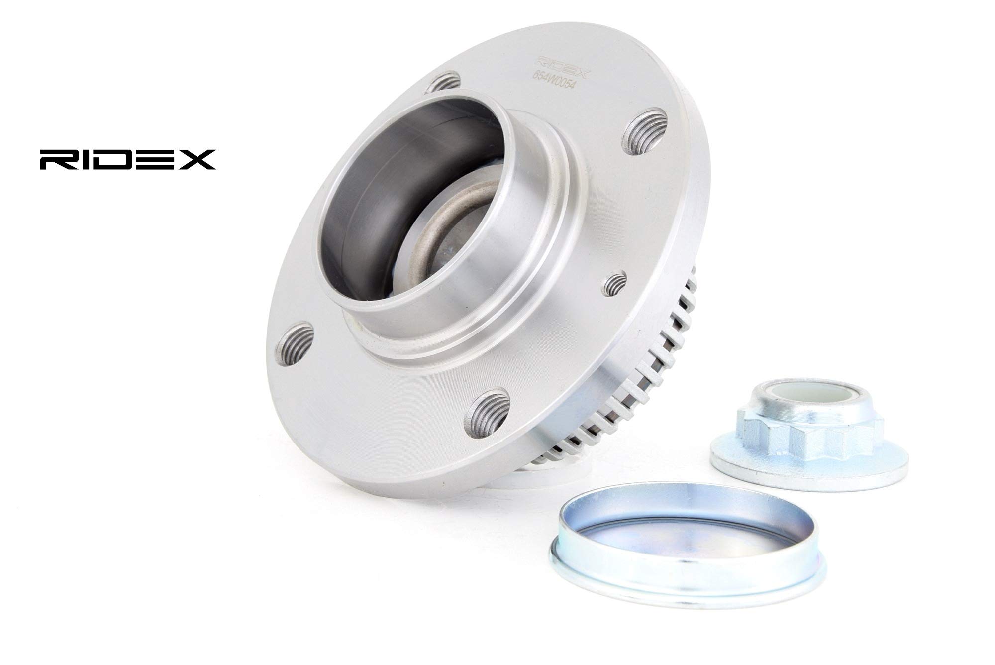 RIDEX 654W0054 Juego de cojinete de rueda Trasero ambos lados con buje de rueda con sensor ABS incorporado Compatible con VW Polo V Hatchback 6R1, 6C1