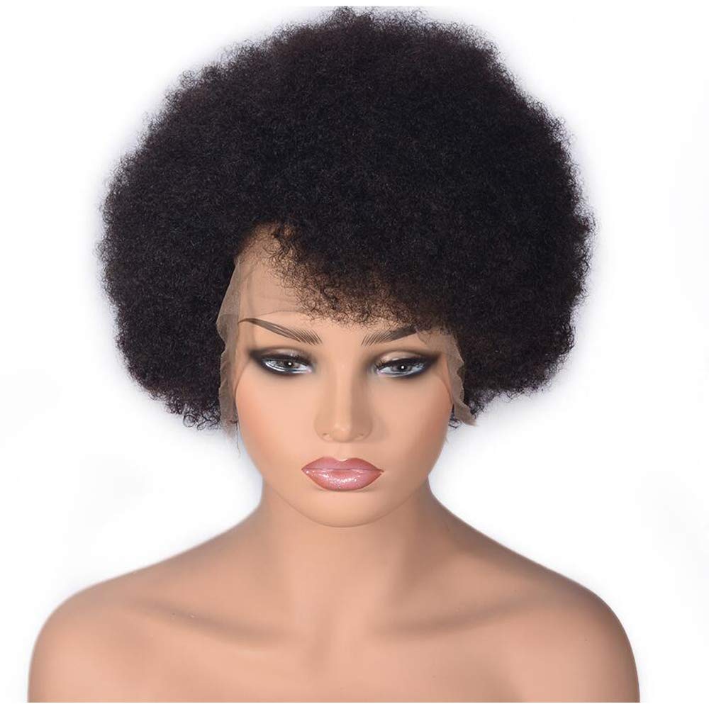 Hair Virgin Human Hair Short Afro Kinky Curly Full Lace Wig Natural Color Full Density for African American Black Women with Baby Hair Short Curly Wigs(8inches, 150% Density) Hair Virgin Human Hair Short Afro Kinky Curly Full Lace Wig Natural Color Full Density for African American Black Women with Baby Hair Short Curly Wigs(8inches, 150% Density)