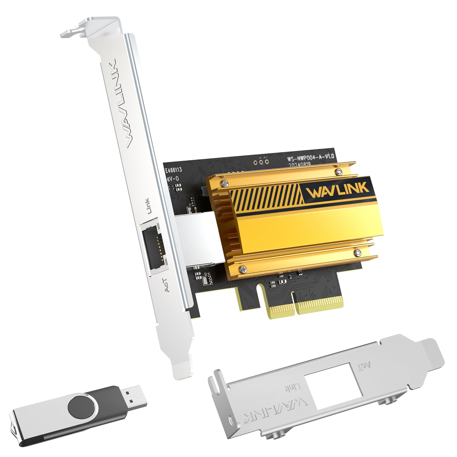 WAVLINK 10G Base-T PCIe Tarjeta de Red, Adaptador Ethernet PCI Express de 10 000/5 000/2 500 Mbps con Chip RTL8127, Tarjeta de Red 10G para Windows 11/10 y Linux con Soporte de Perfil bajo