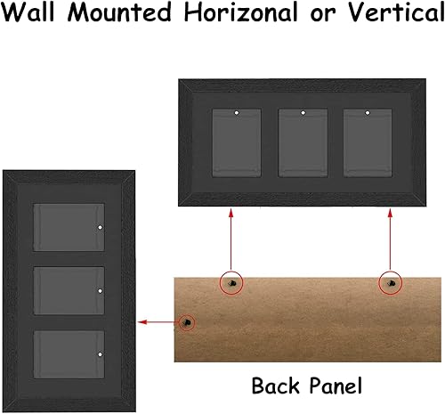 Miniatura 6 de Paquete de 3 cajas de exhibición de tarjetas de béisbol, baloncesto, fútbol, hockey, montaje en pared, negro estándar (1 tarjeta x 3 piezas)