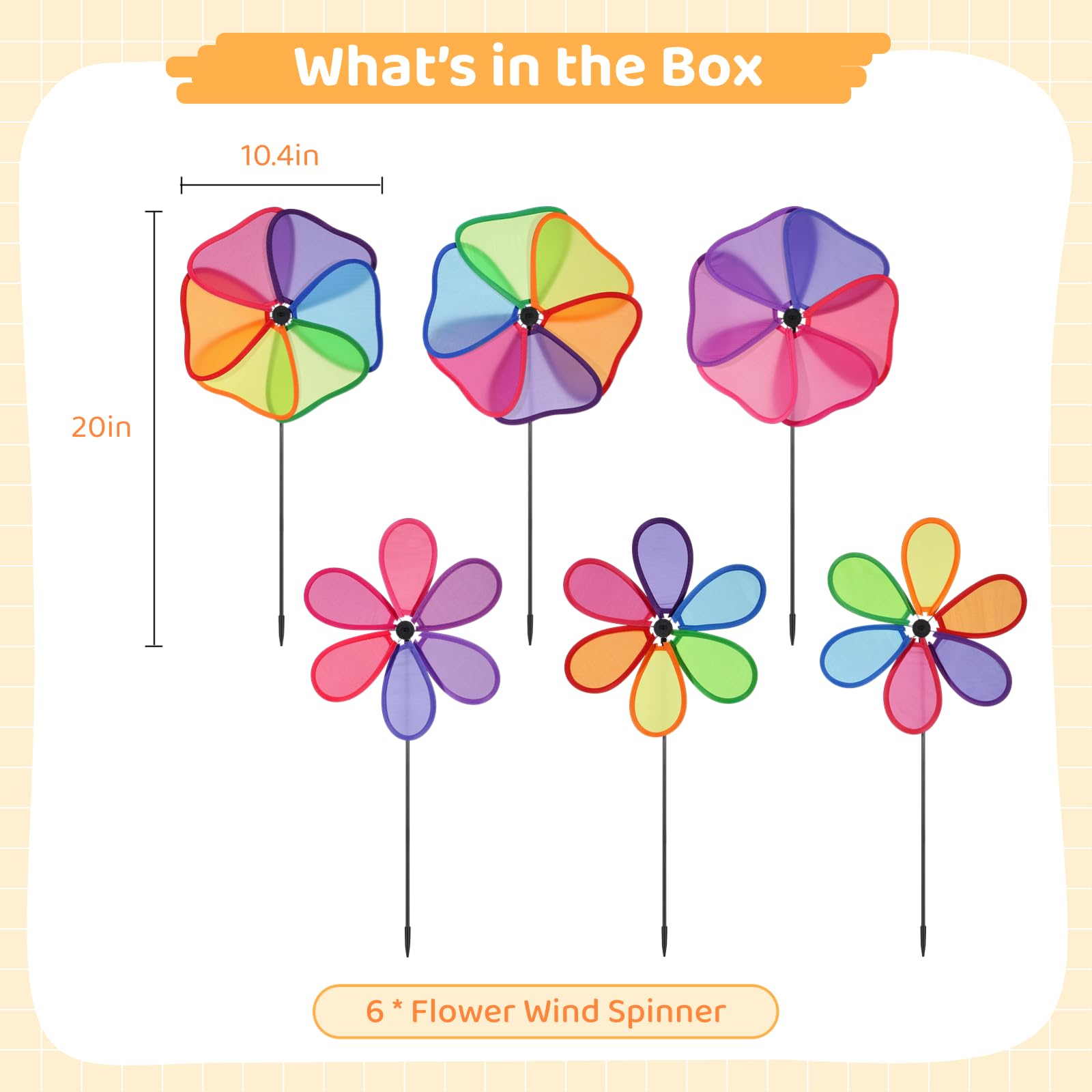 Homoyoyo Wooden Flower Pinwheels 10 Pack - Colorful Garden Spinners