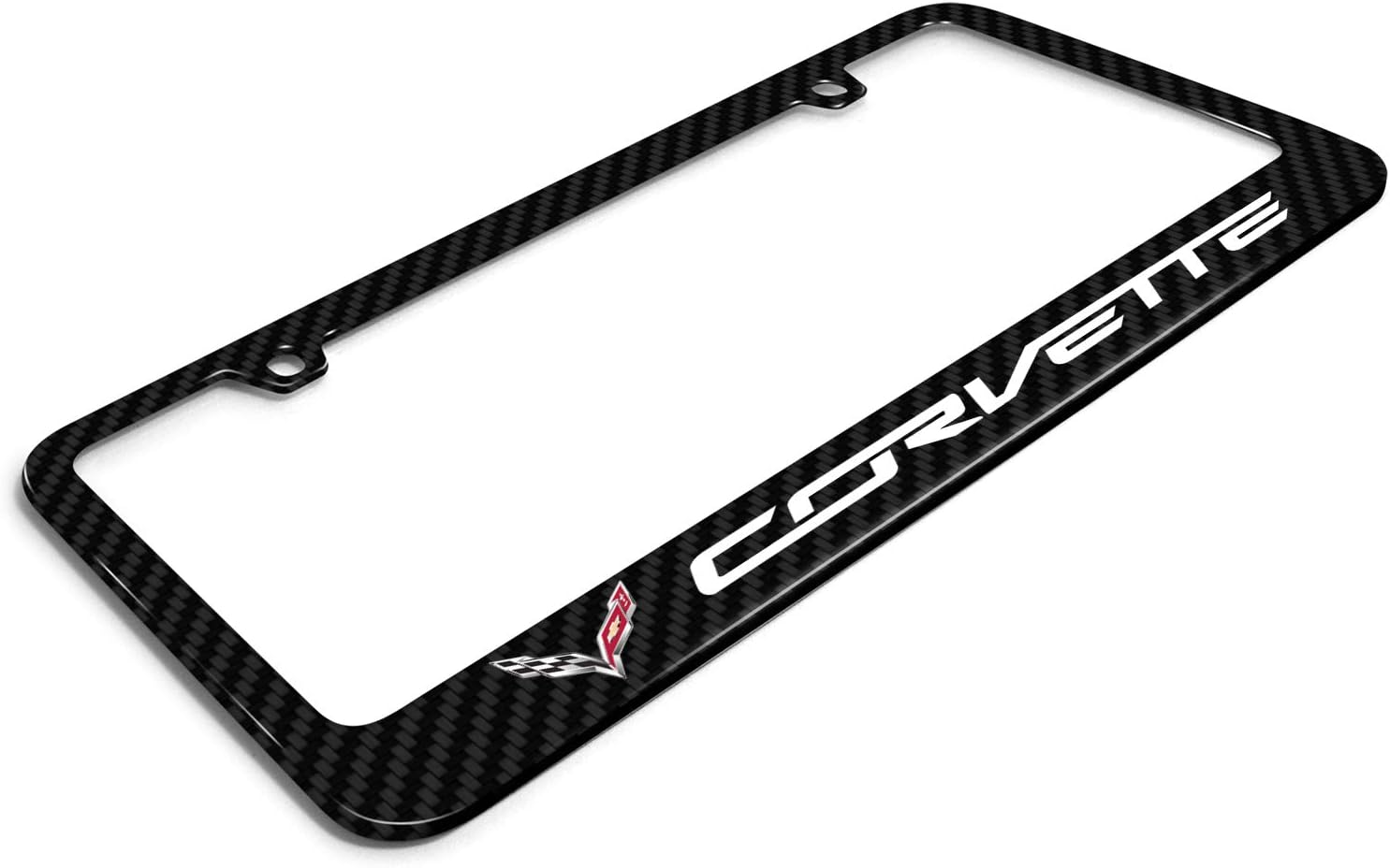 iPick Image Made for Chevrolet Corvette C7 Black Real 3K Carbon Fiber Glossy Finish License Plate Frame