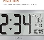 Marathon Slim Jumbo Panoramique Horloge de mur atomique avec date et température intérieure. 6-Inch Nombres, alarme et support de table. Batteries incluses (Graphite Gris)