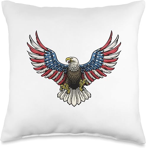 Miniatura 1 de Eagle American Flag Vulture Falcon Throw Pillow, 16x16, Multicolor