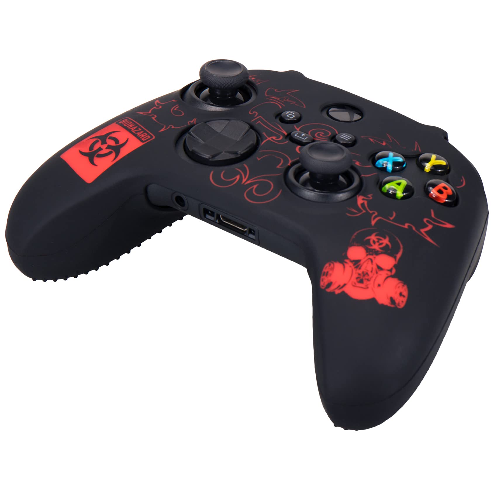 YoRHa Sculpture au Laser Silicone Housse Silicone Couverture Skin Peau Coques Cas pour Xbox Series X/S Manette x 1 (BH Rouge) avec Thumb Grip x 10