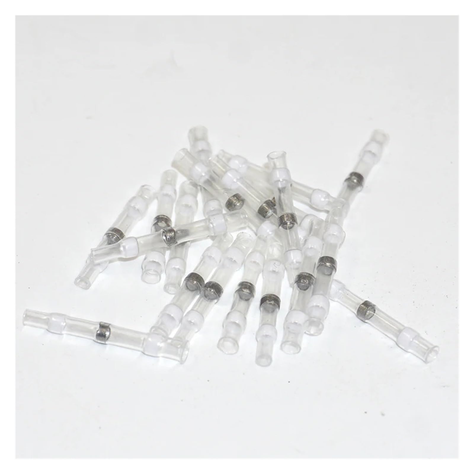 REIUAFWYGV 100x White AWG 26-24 GA Heat Shrink Solder Splice Butt Terminal Connector Heatshrink No Crimp