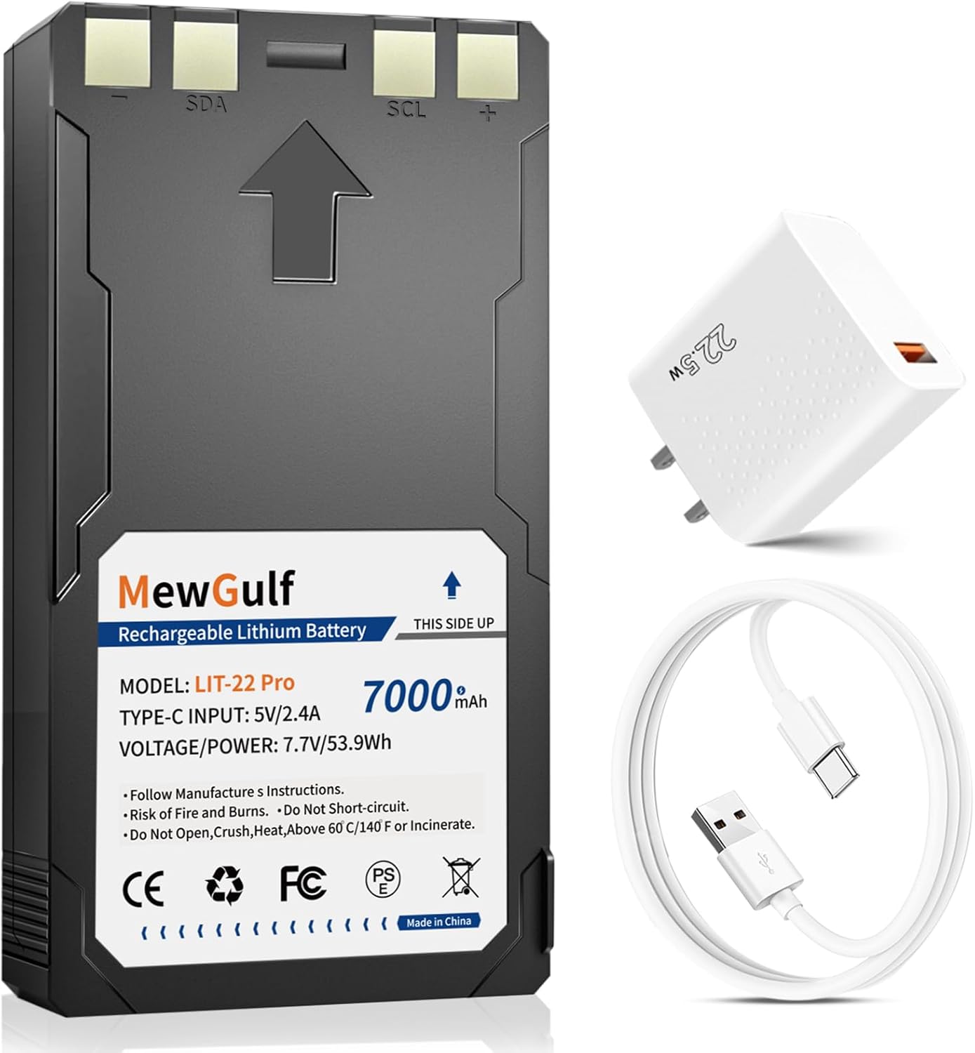 2Pack Upgraded 7000mAh Replacement for Spypoint LIT-22 Battery Pack,Compatible with Trail Camera Flex-M Flex G-36 Flex-Plus Flex-S Rechargeable Batteries(Included Type-C Cable and USB Wall Plug) (2)