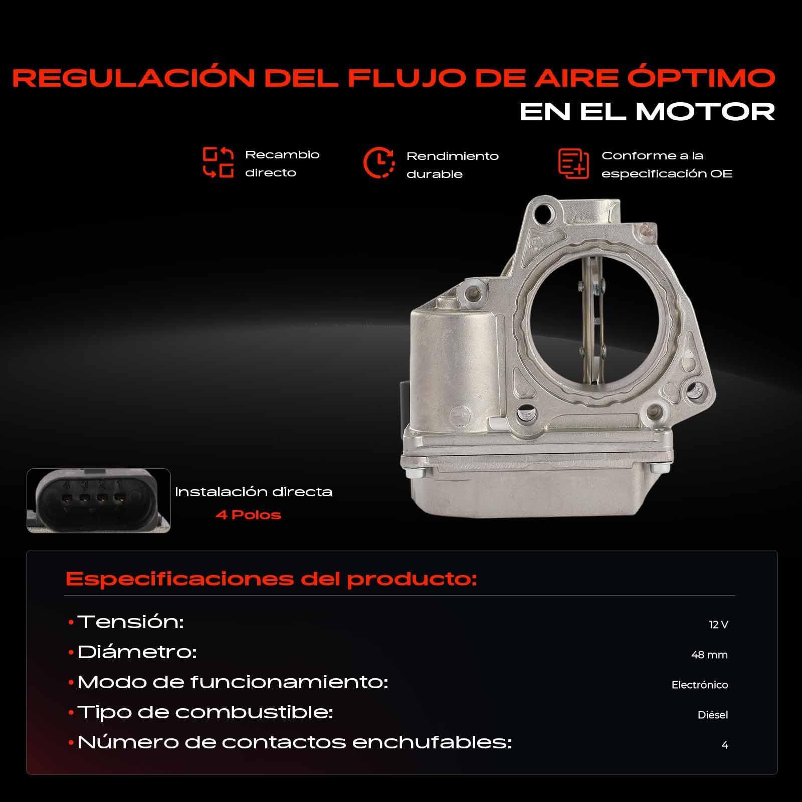 Frankberg Válvula de mariposa Cuerpo de mariposa Diesel Compatible con A6 4F2 2.0L A4 Avant 8ED 2.0L A4 Avant 8ED 1.9L Leon 1P1 1.9L A6 Avant 4F5 2.0L Replace# 03G128063C