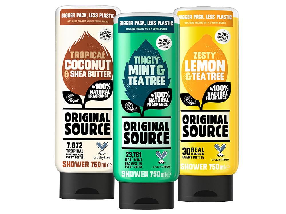 Original Source Lemon & Tea Tree, Coconut & Shea Butter, Mint & Tea ...