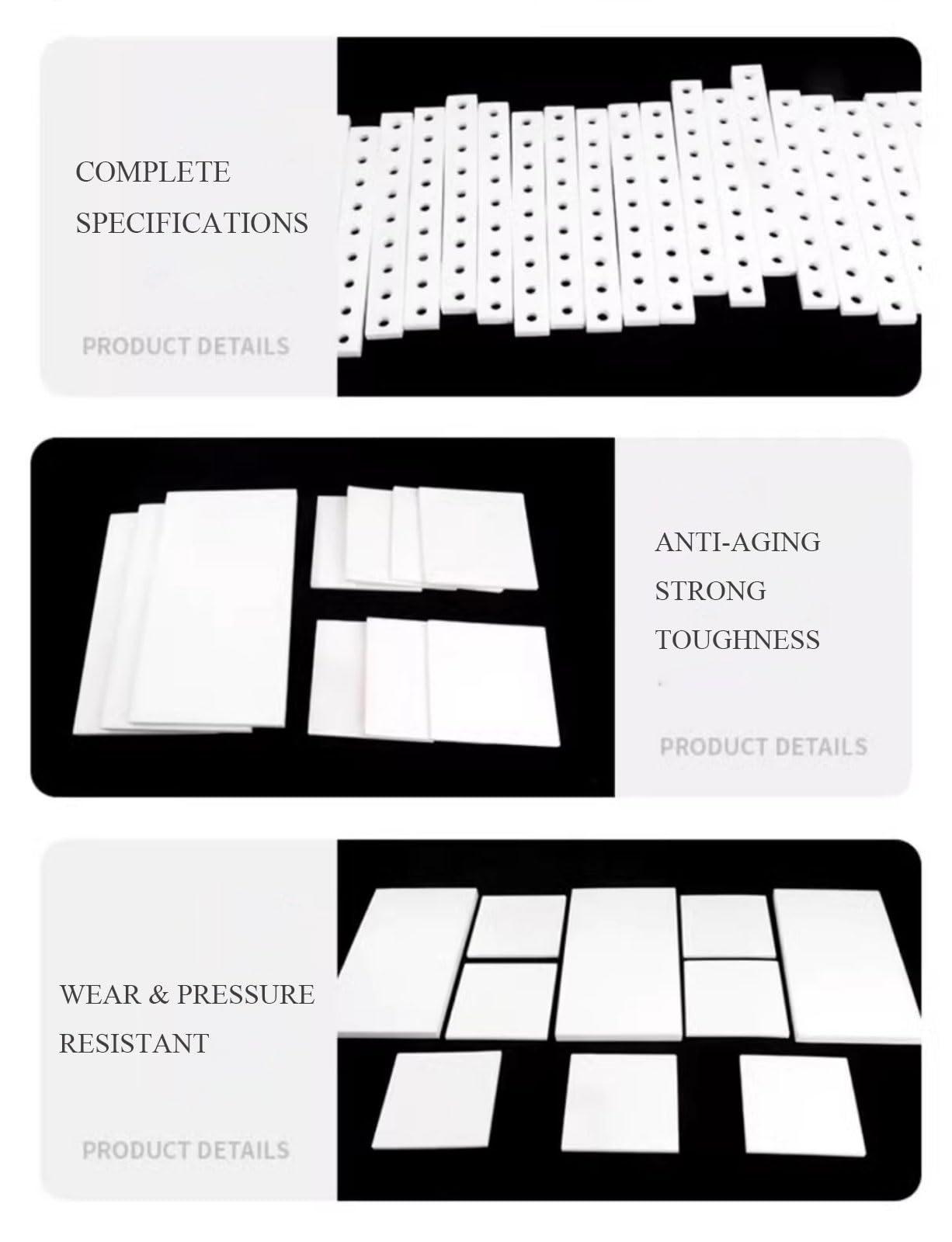 Fogli di plastica, fogli di gomma, Foglio di plastica in PTFE, dimensioni 200 x 300 mm, pannello in modellabile for guarnizioni e bricolage, bianco, 30(30mm)