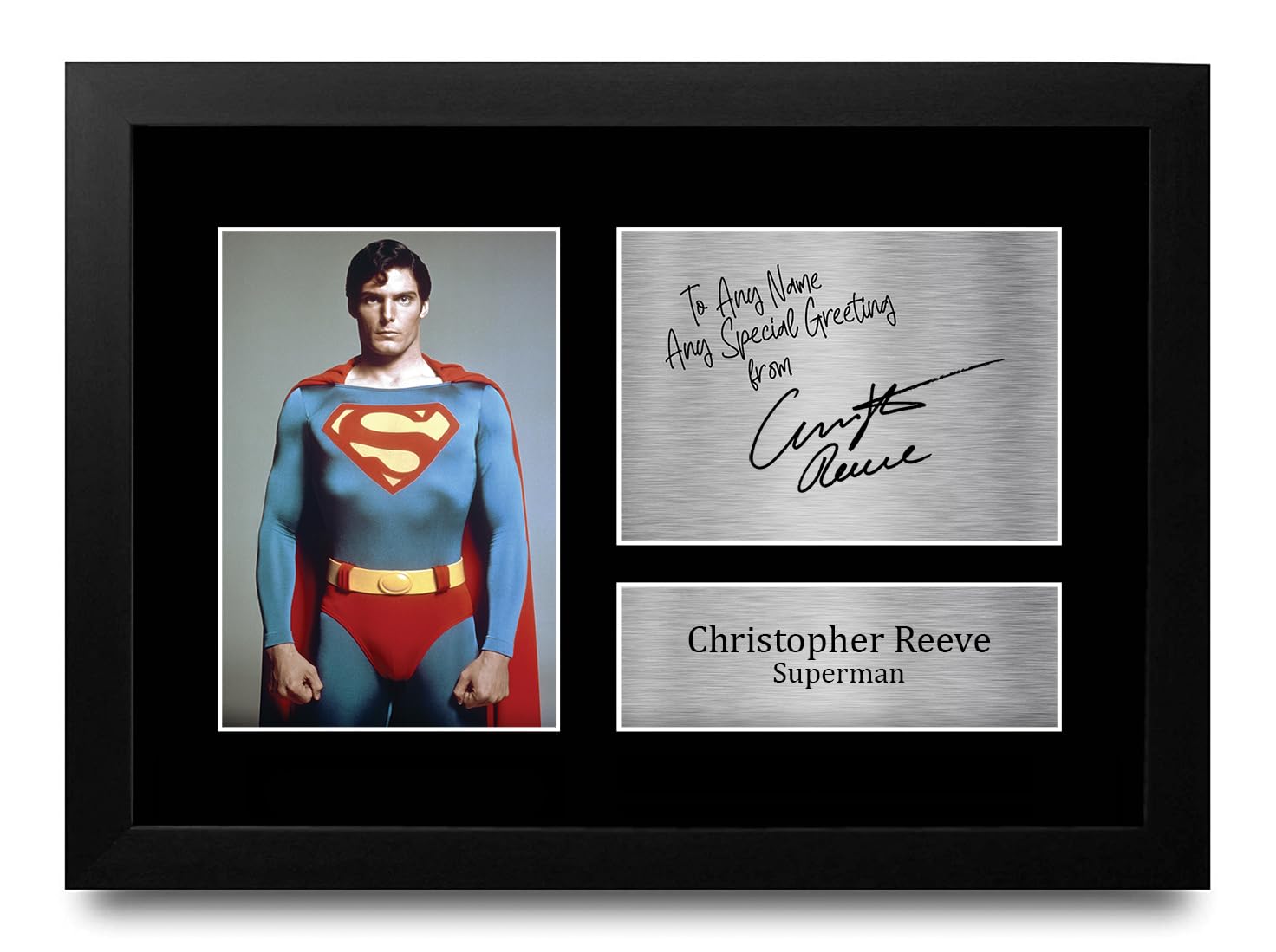HWC Trading Christopher Reeve Personalised Gift - Signed Autograph Picture, Framed A4 Film Memorabilia with Custom Name Message for Birthday Christmas Wedding