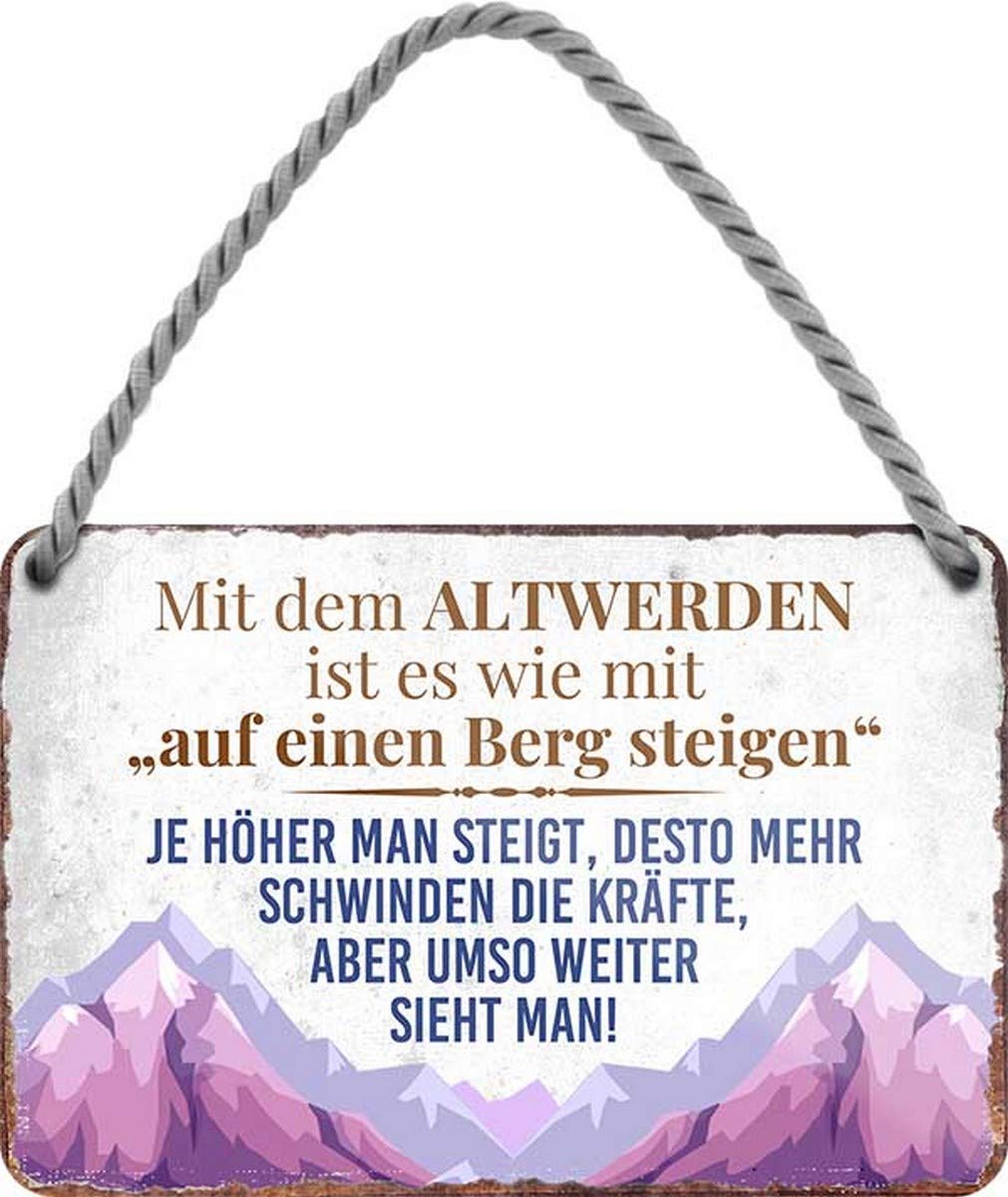 HS139 Metal Sign, Decorative Home Accessories with ''With the Altwerden ist wie auf Berg'' (German Language), 18 x 12 cm