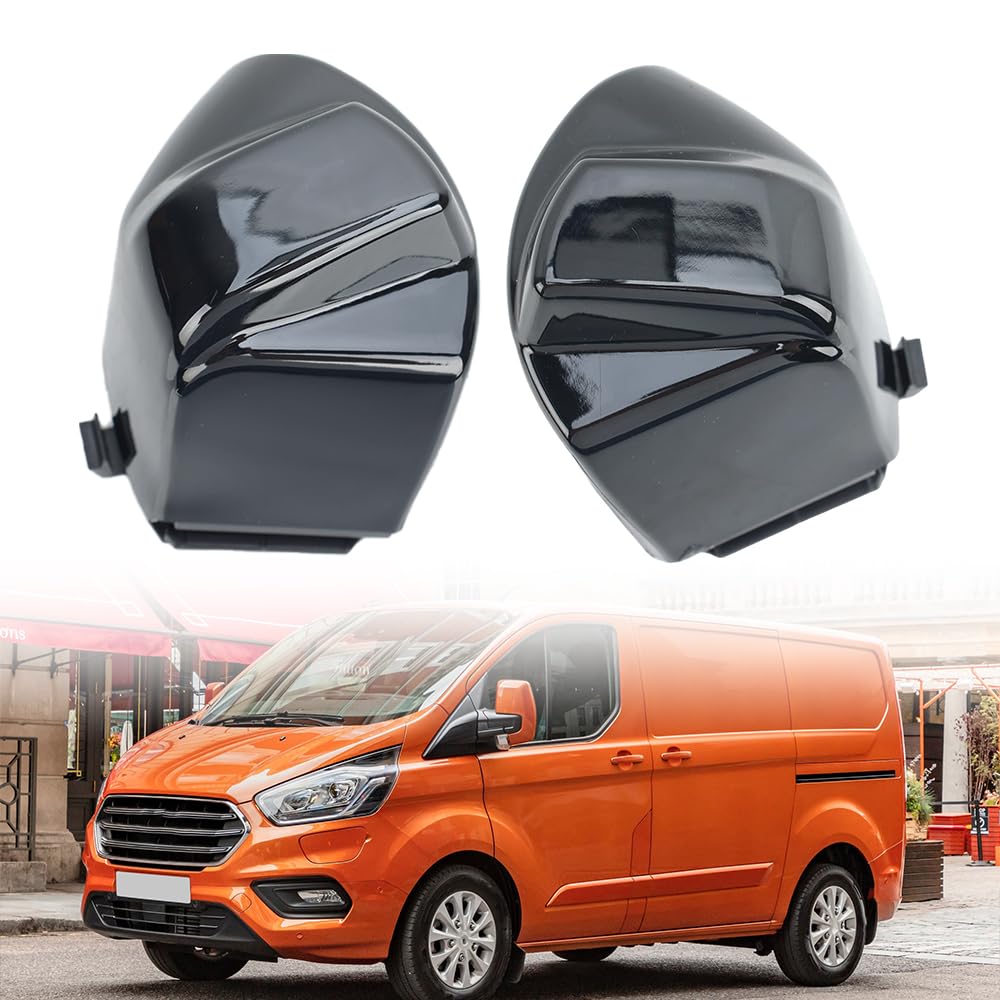2x LED Side Mirror Indicator Repeater Light for Ford Transit Custom V362 2012-2023, for Tourneo Custom 2014-2023, Amber Lens, 1766580 BK2113B382AB, Black Smoked Wing Mirror Covers, Lelf & Right