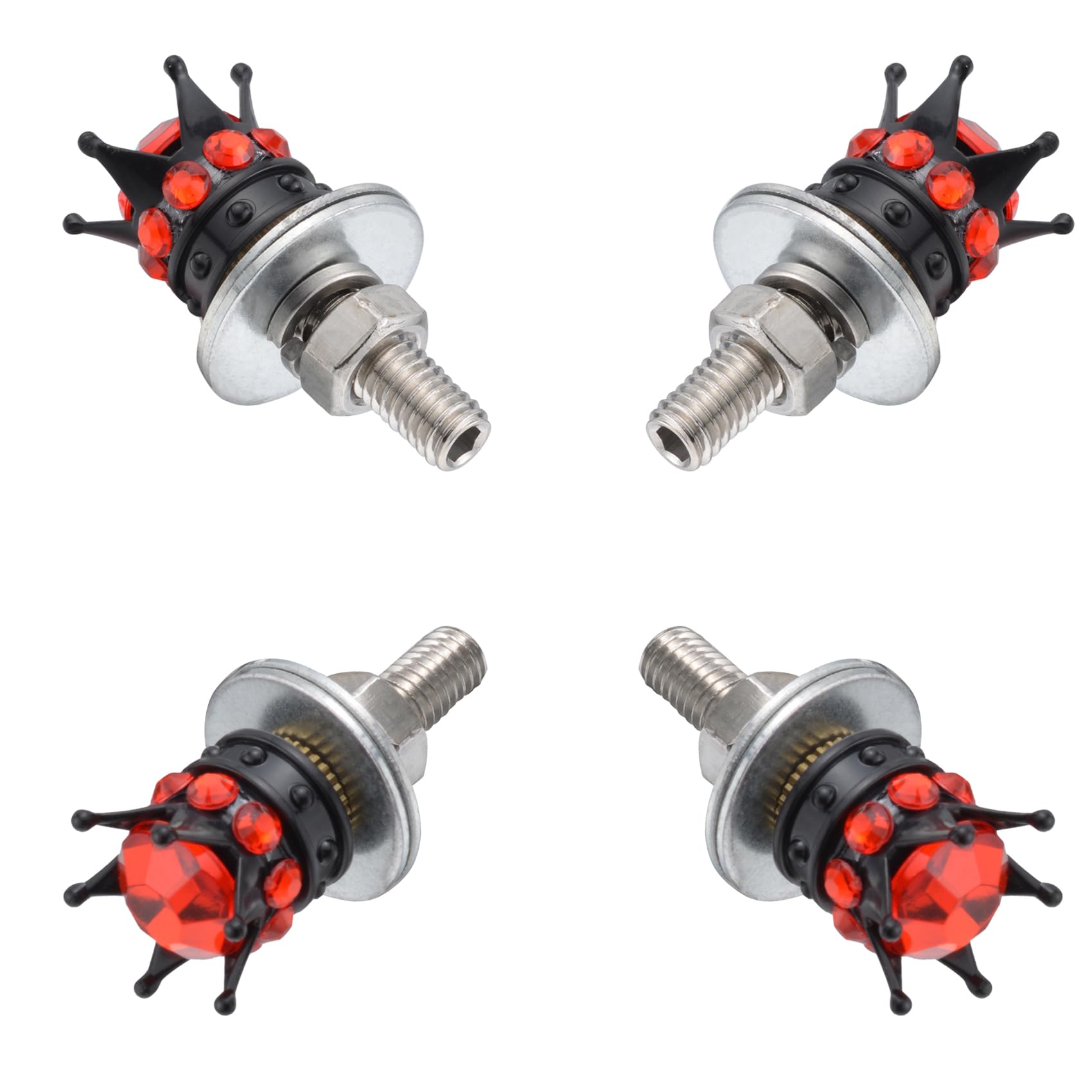 Lunsom License Plate Screws Fastener Bling Mounting License Plate Bolts License Plate Screws Kits Compatible with Car Motorcycle,4 PCS (Red)