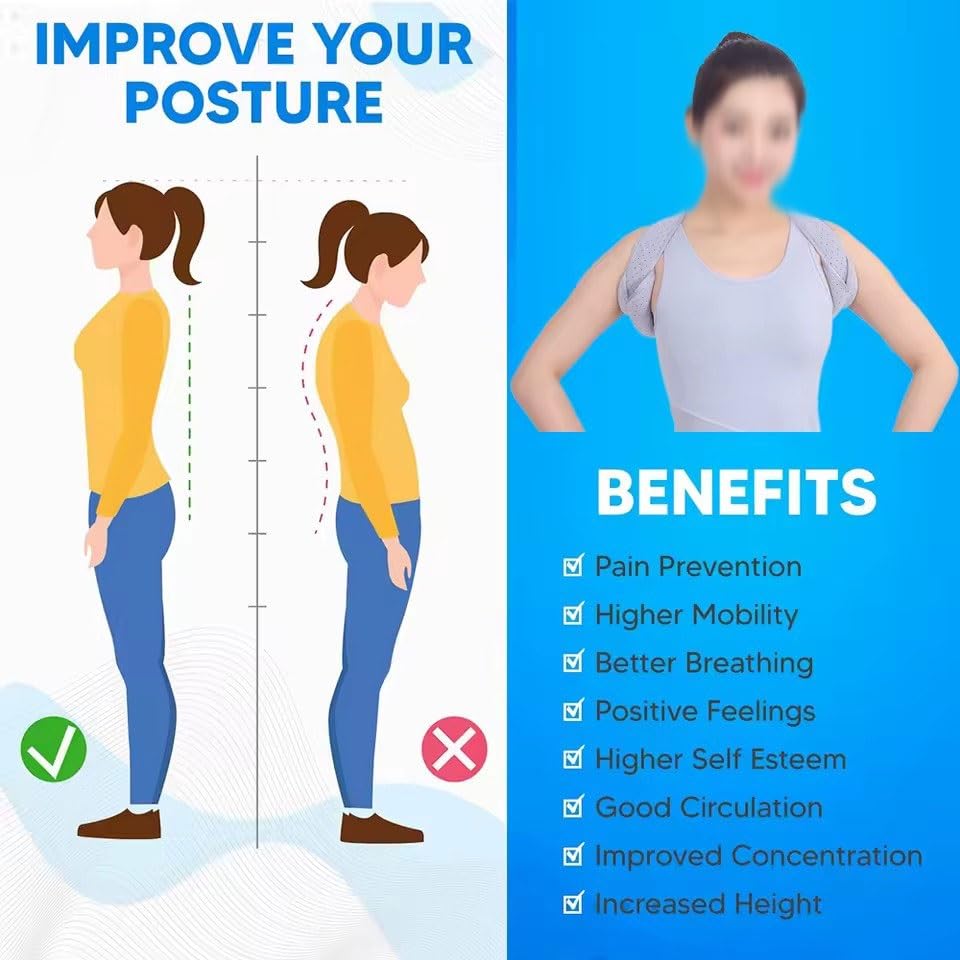 Posture Corrector for Adult Adjustable Upper Back Brace for Clavicle Support Arthritis Pain Relief From Neck And Shoulder