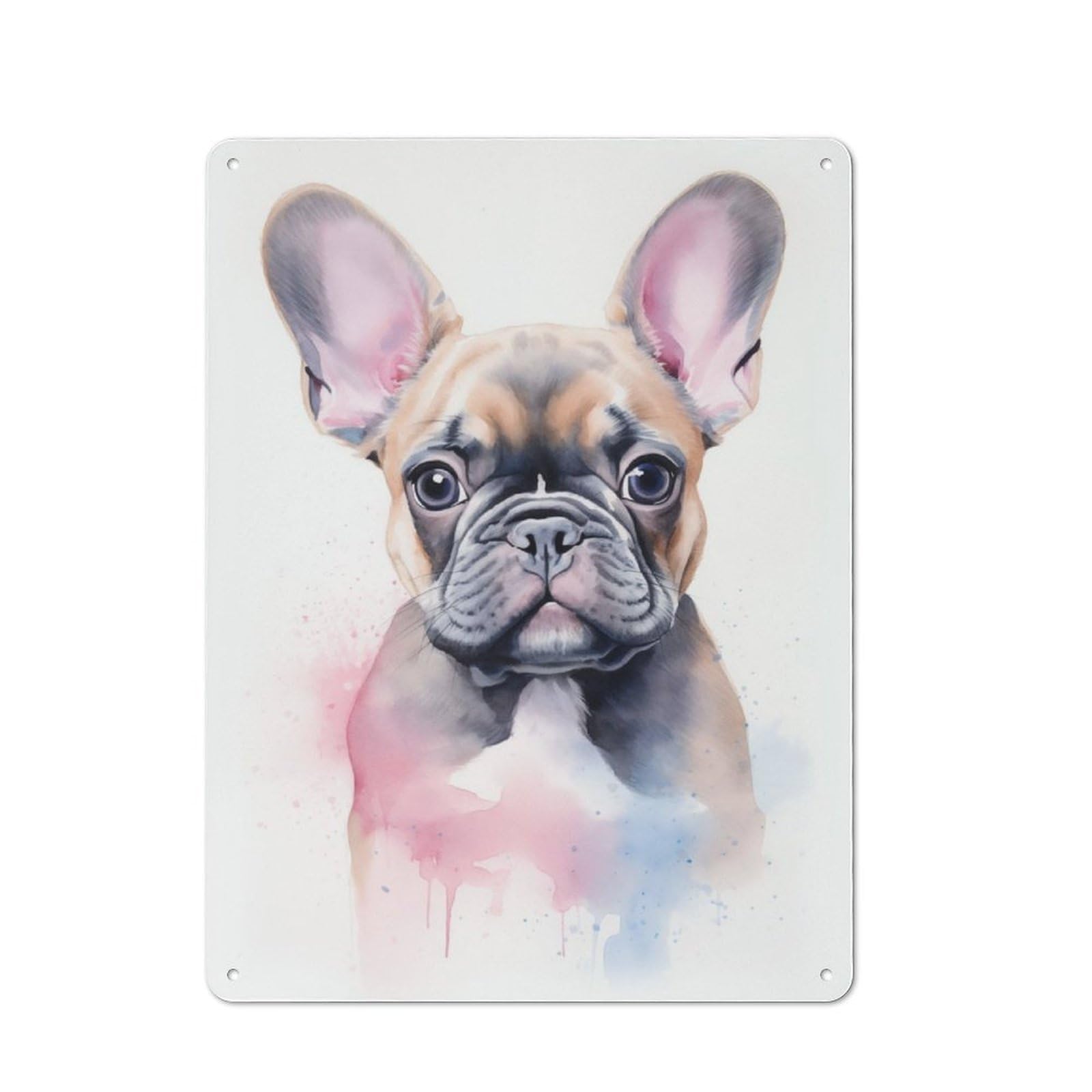 Junmoney Watercolor French Bulldog Retro Metal Sign 40X30cm For Bar Or Restaurant, For Kitchen And Home Bar Decor, For Home Office And Studio Walls