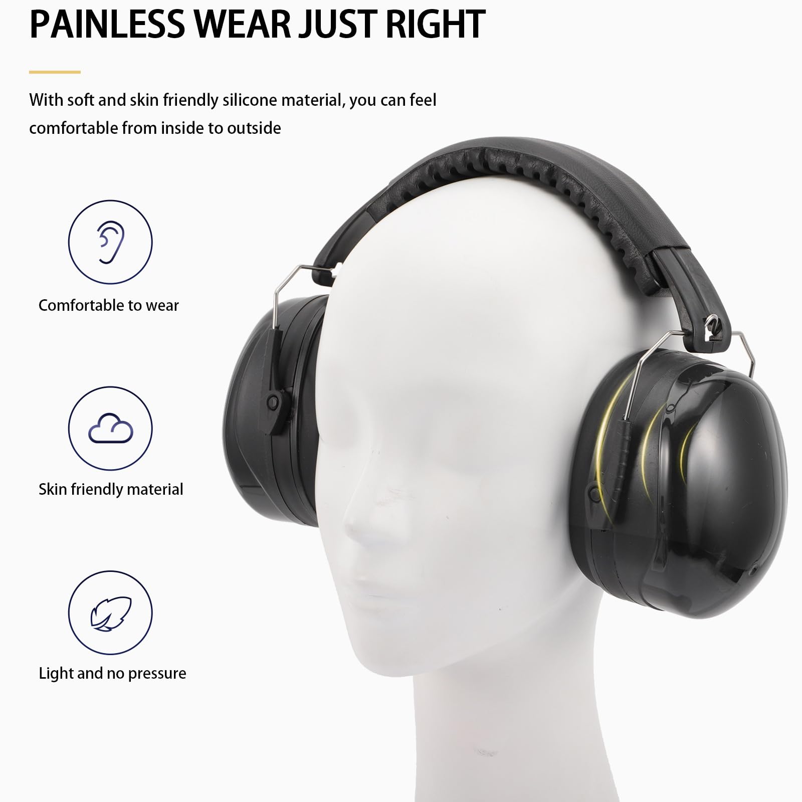 Healeved Cuffie Antirumore Auricolari Over Ear Isolamento Acustico Batteristi in Abs Tazze Auricolari Rotanti Protezione per Protezione Viaggio Aereo e Sonno Viaggio Aereo Sonno