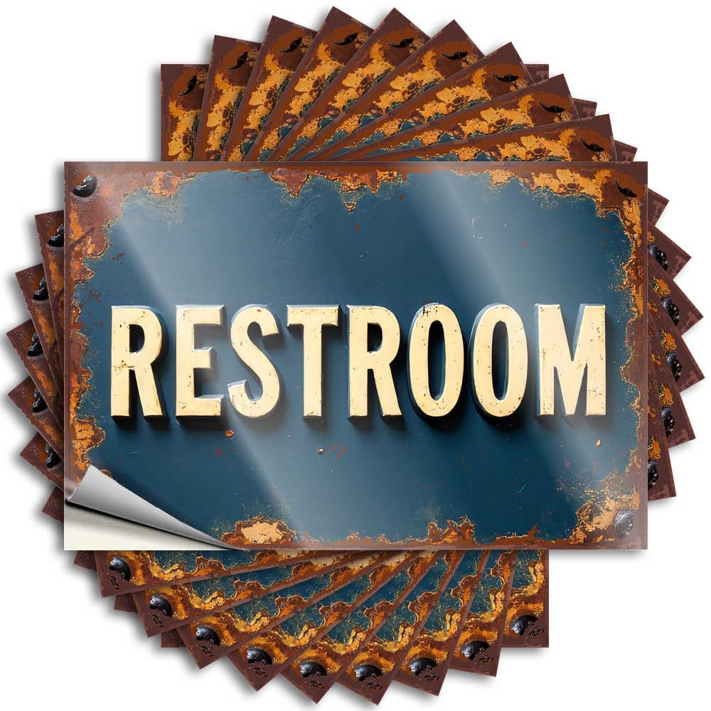 Abipuir 10 x Rustic Bathroom Stickers for Your Car, Mechanics Sticker Box (12 x 18 cm)