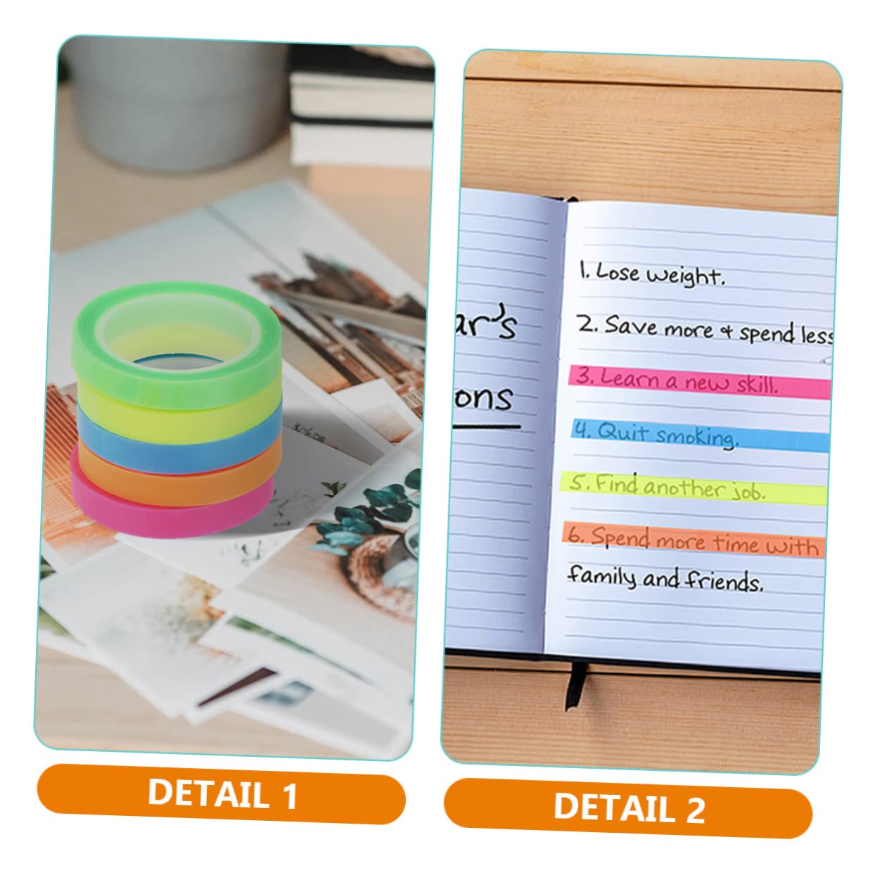 TEHAUX 80rollen Transparente Highlight-tapes Wiederverwendbare Klebebänder Für Notizen Seitenmarkierungen Und Buch-tabs Bunten Farben Für Schule Und Büro