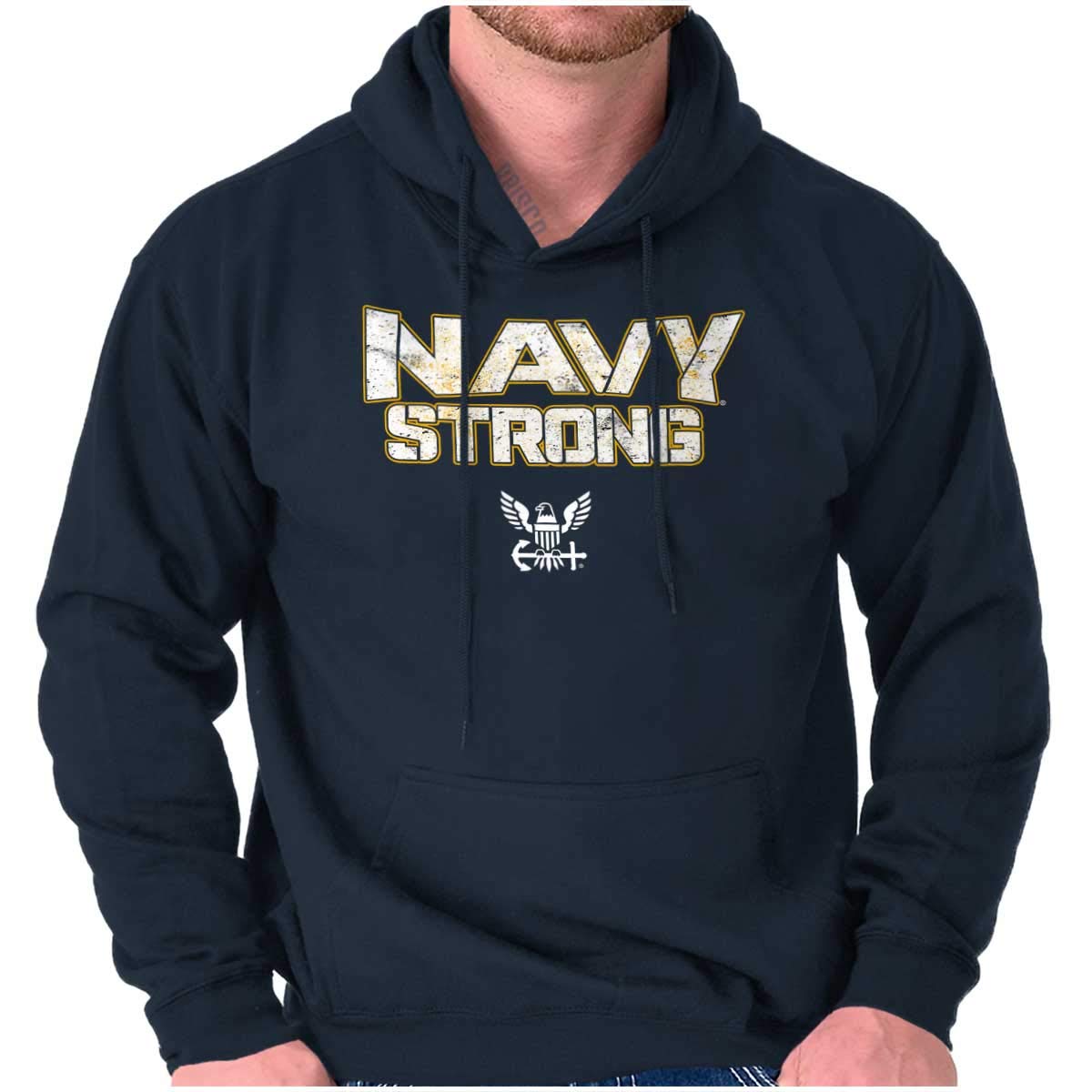 Brisco Brands Navy Strong United States Military Hoodie Sweatshirt Women Men