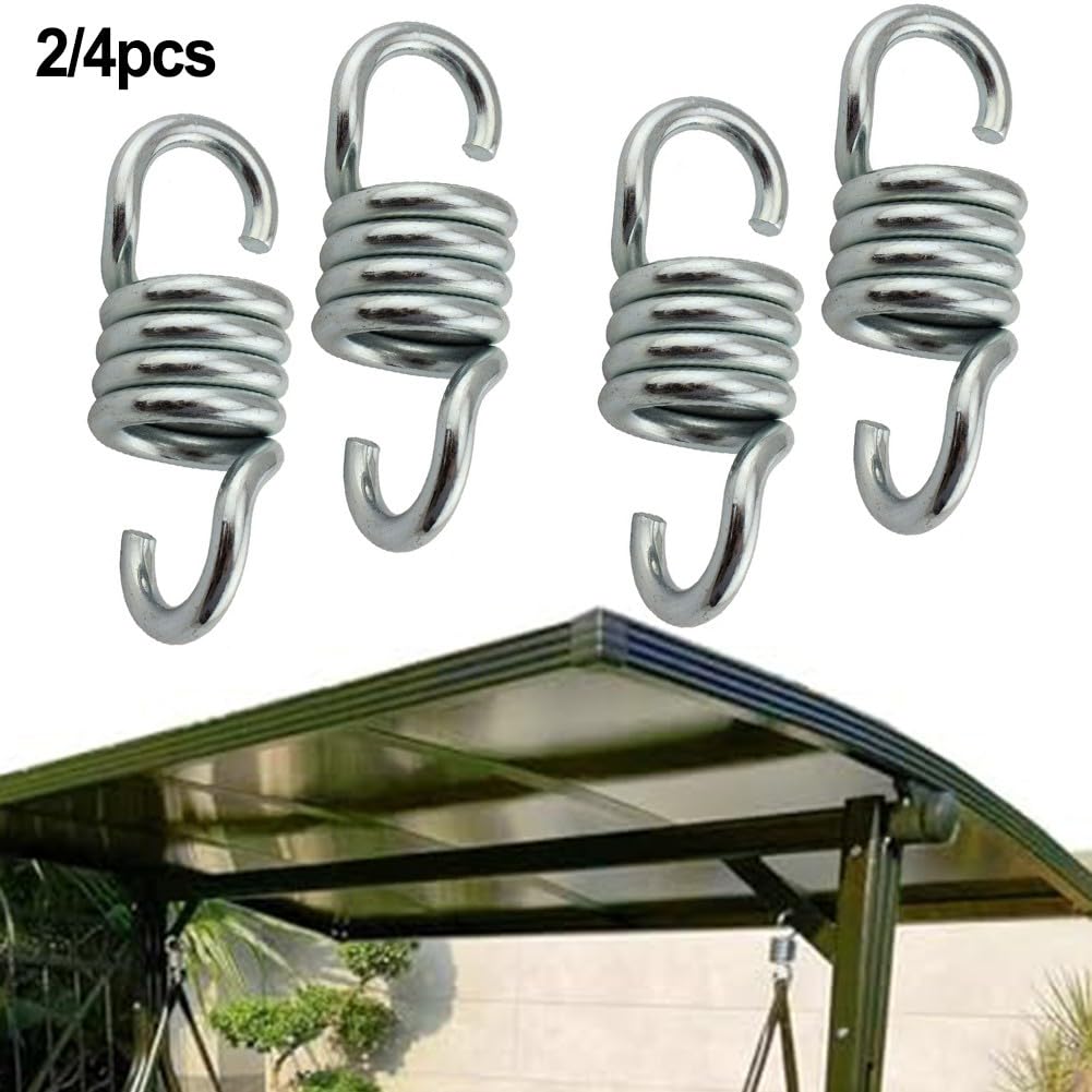 Molle per dondolo da 7 mm, in acciaio, resistenti, a spirale per assorbire gli urti, per appendere sedie, amache, sacchi da boxe, argento (confezione da 2)