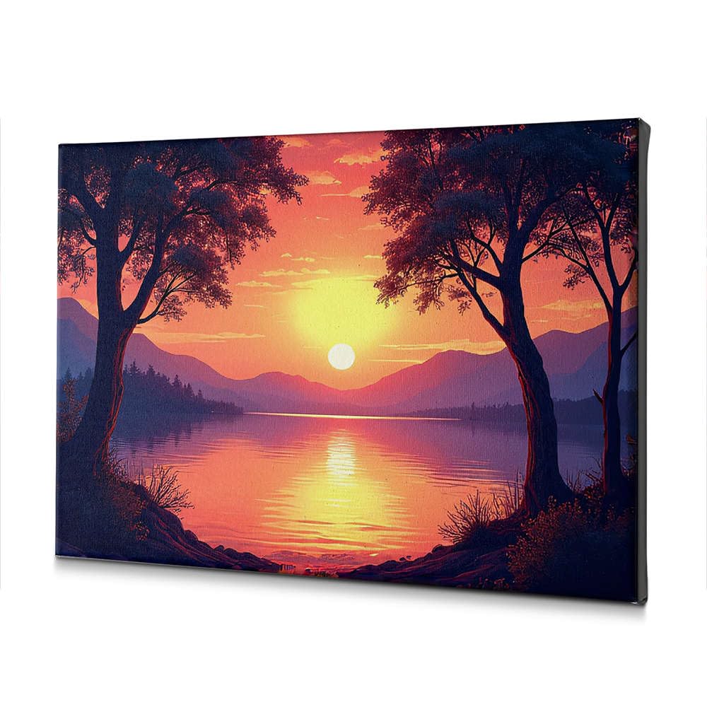 Toile paysage lac calme WTD pour une atmosphère relaxante à la maison