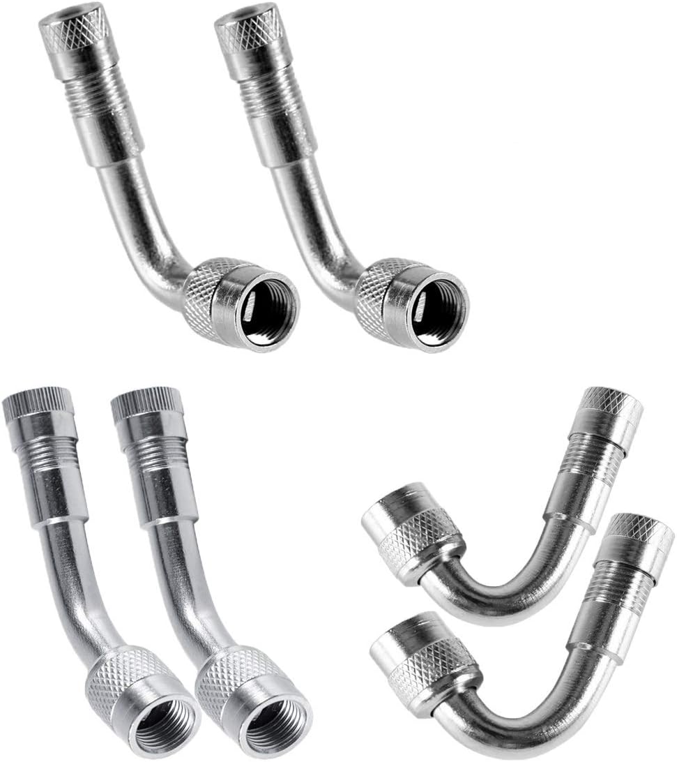 TK-KLZ 6-Pack Chrome 45 Degree 90 Degree 135 Degree Angled Wheel Tire Tyre Valve Stem Extension Adapter for Car Motorcycle Bike Truck RV's Scooter Universal Extenders (Valve stem Extensions)