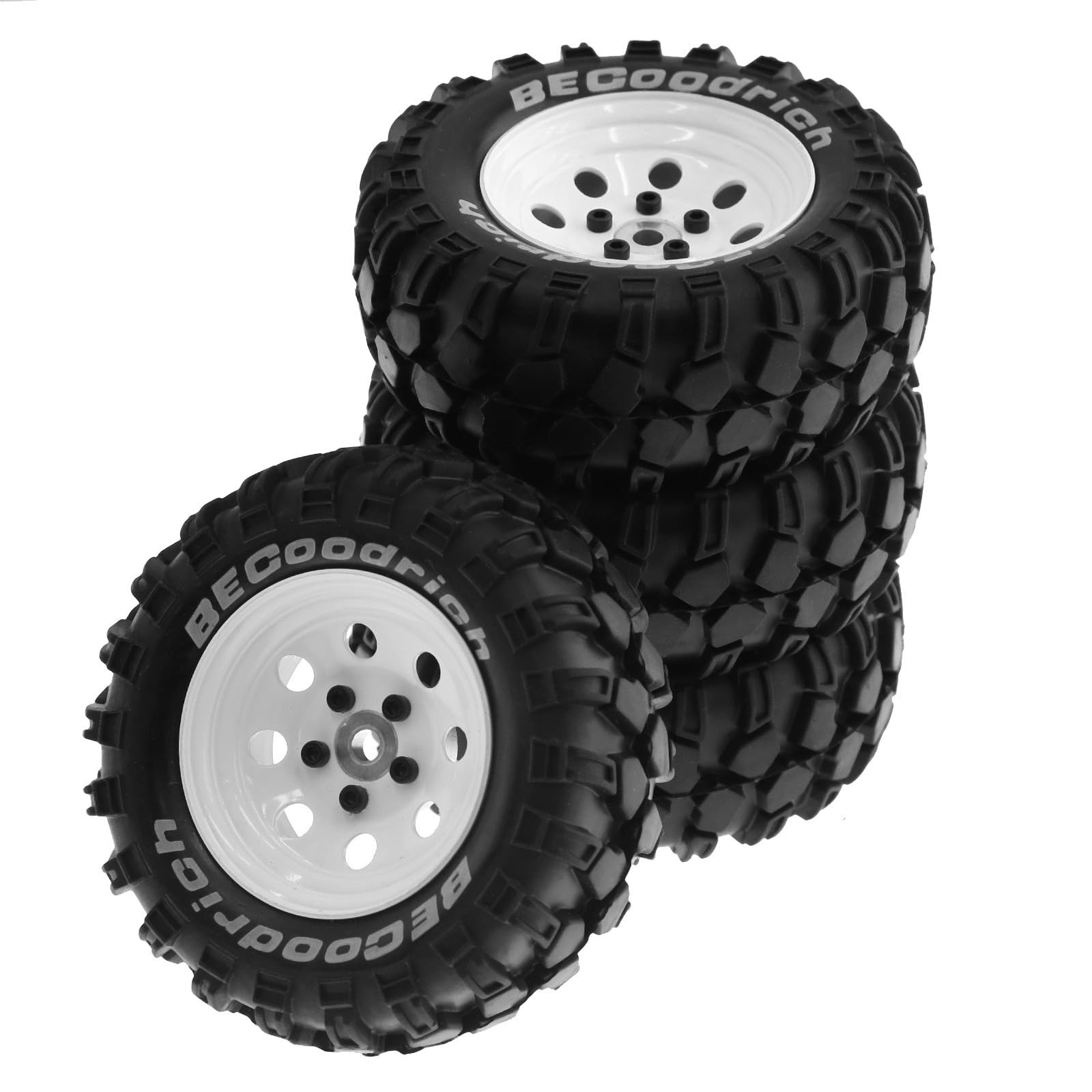 4 Stück 1,9 Metallfelge Gummireifen für 1/10 RC Chenille TRX4 SCX10 D90 4103 90046 FR4 FMS NT4 weiße Teile