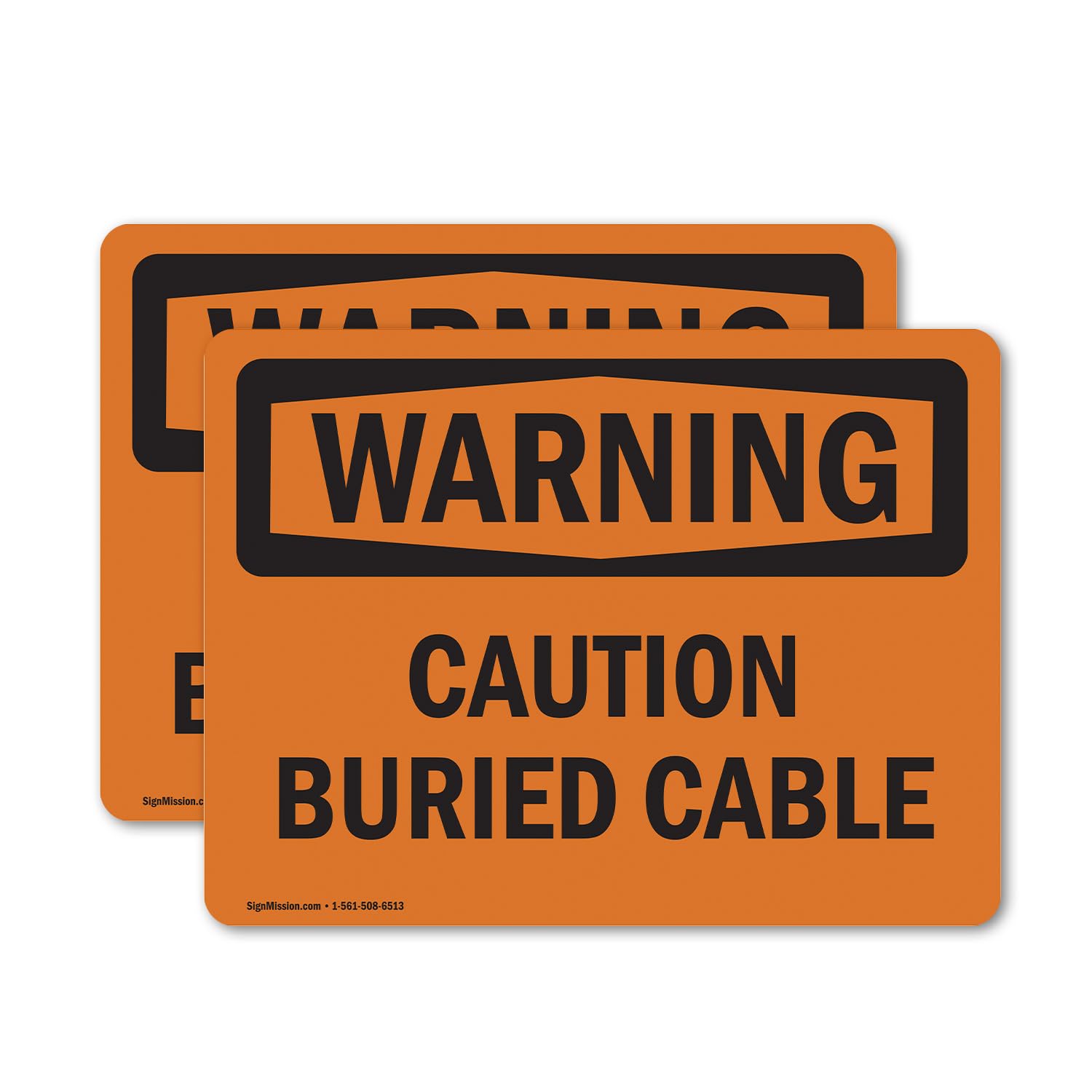 Photo 1 of (2 Pack) Caution Buried Cable OSHA Warning Sign 5 Inch X 3.5 Inch Vinyl Label Decal Sticker Weather Resistant, UV Protected for Workplace, Business, and Construction Site, Made in the USA