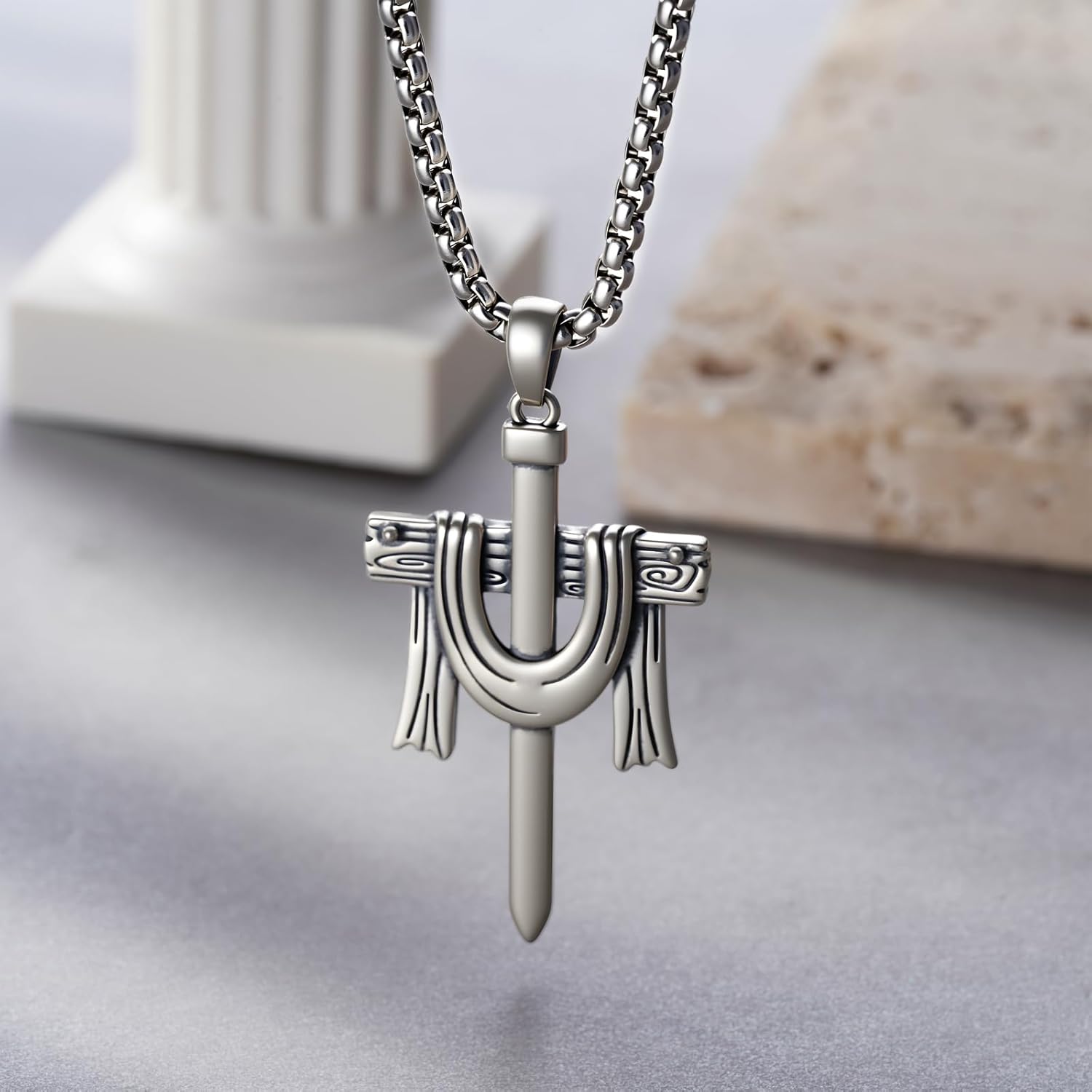 Jesus Cross Necklace 925 Sterling Silver Nail Cross Necklace for Men Women Jesus Chain Religious Christian Jewelry Gifts - Image 3