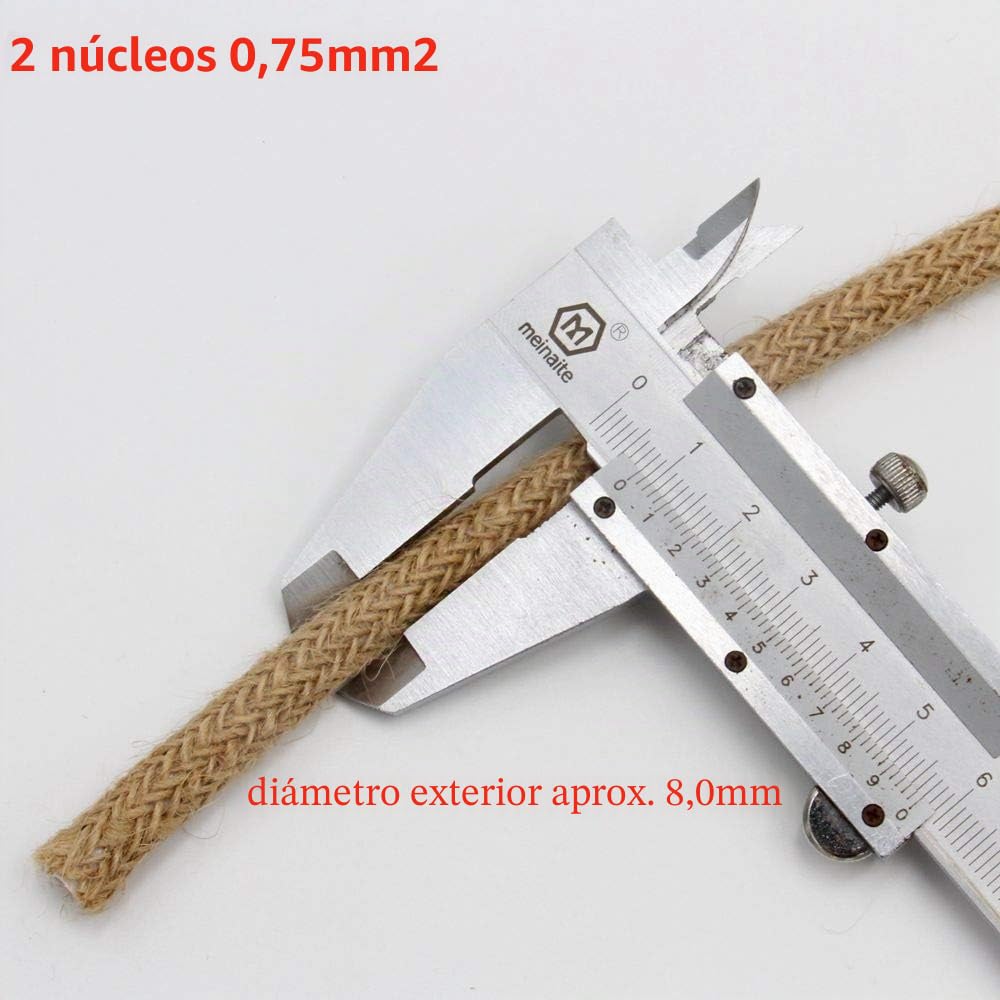 GreenSun Cable Trenzado Vintage - 2 Hilos Cable Electrico 20 Metros Cable Cuerda 2x0,75mm² para Lámparas de Araña, Lámparas DIY, Beige