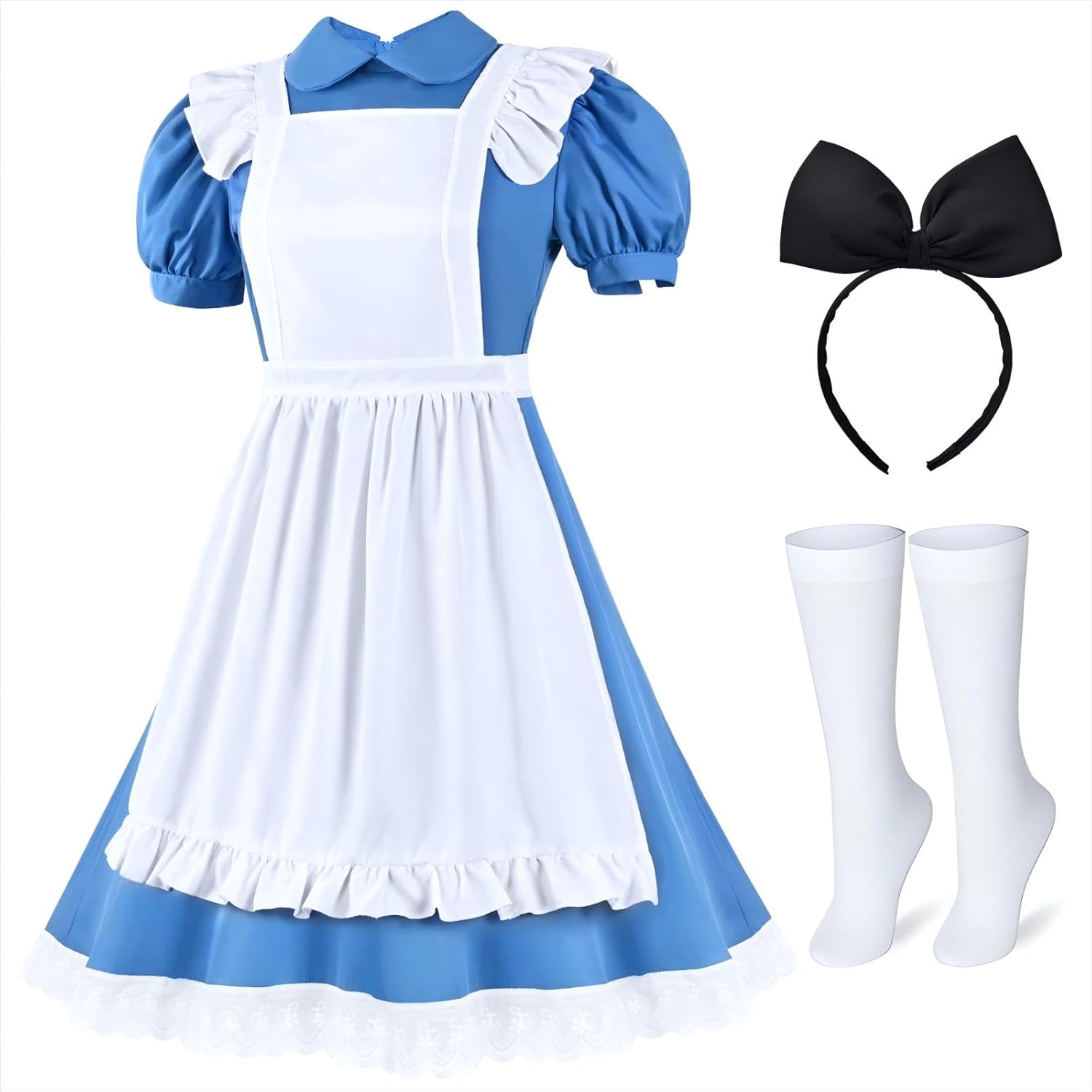 Women Halloween Blue White Princess Costume Dress