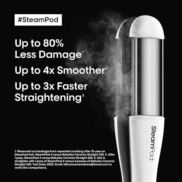L'Oréal Professionnel Steam Hair Straightener & Styling Tool, for All Hair Types, SteamPod 4, UK Plug - 2