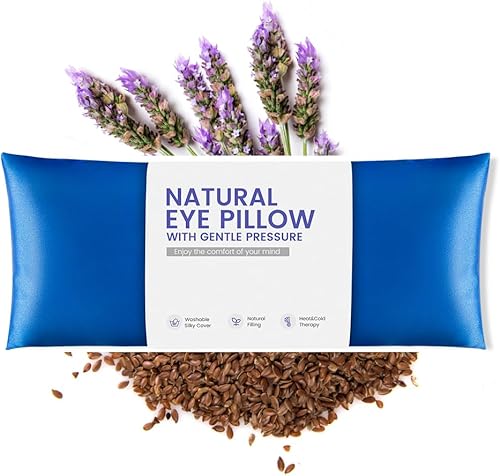 Almohadas de ojos de lavanda con peso para yoga, relajación, almohada natural para microondas con funda lavable calentada para meditación, dormir,